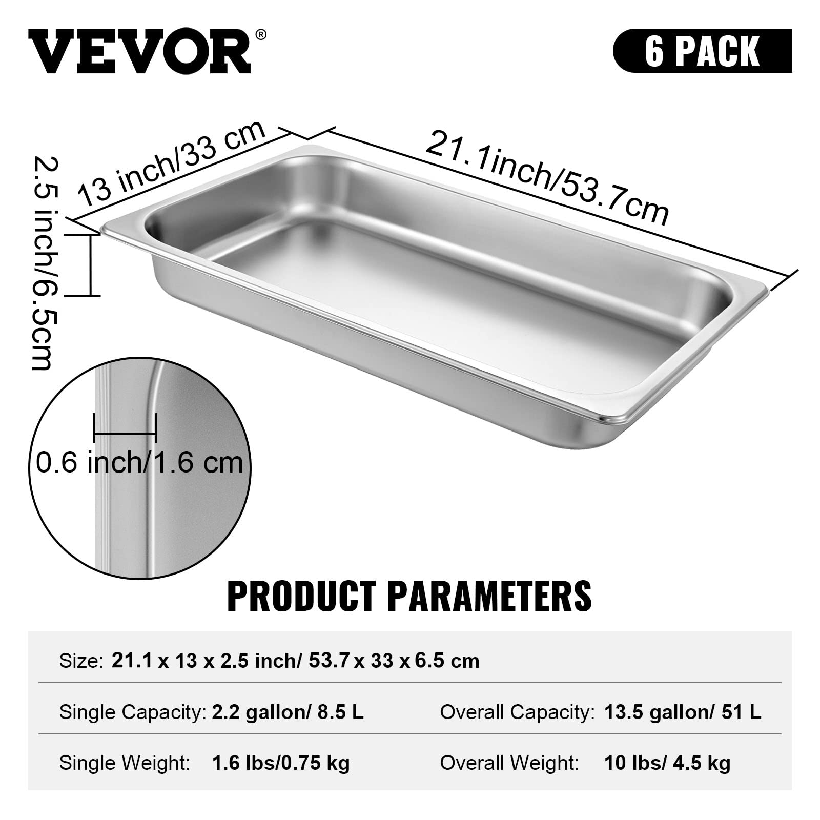 Versatile pans for steam tables ovens and freezers