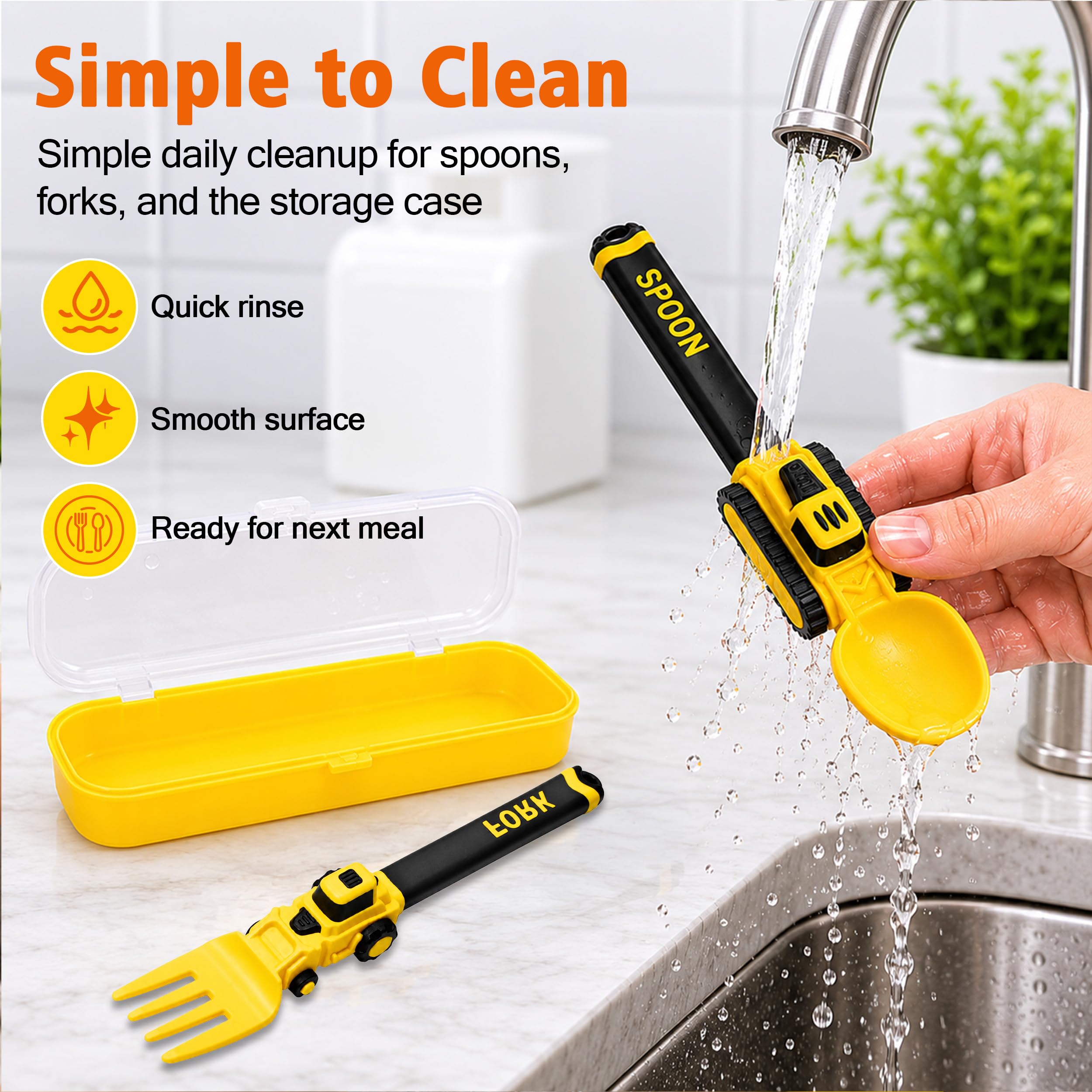 Portable utensil set fits backpacks and lunch bags