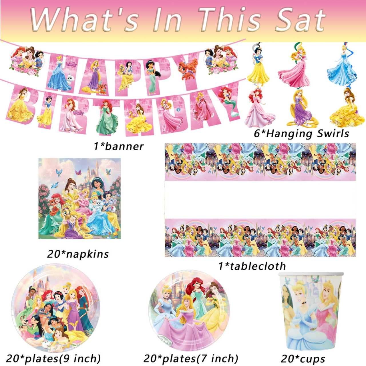 Disne Princess plates 9 inch and 7 inch included in kit