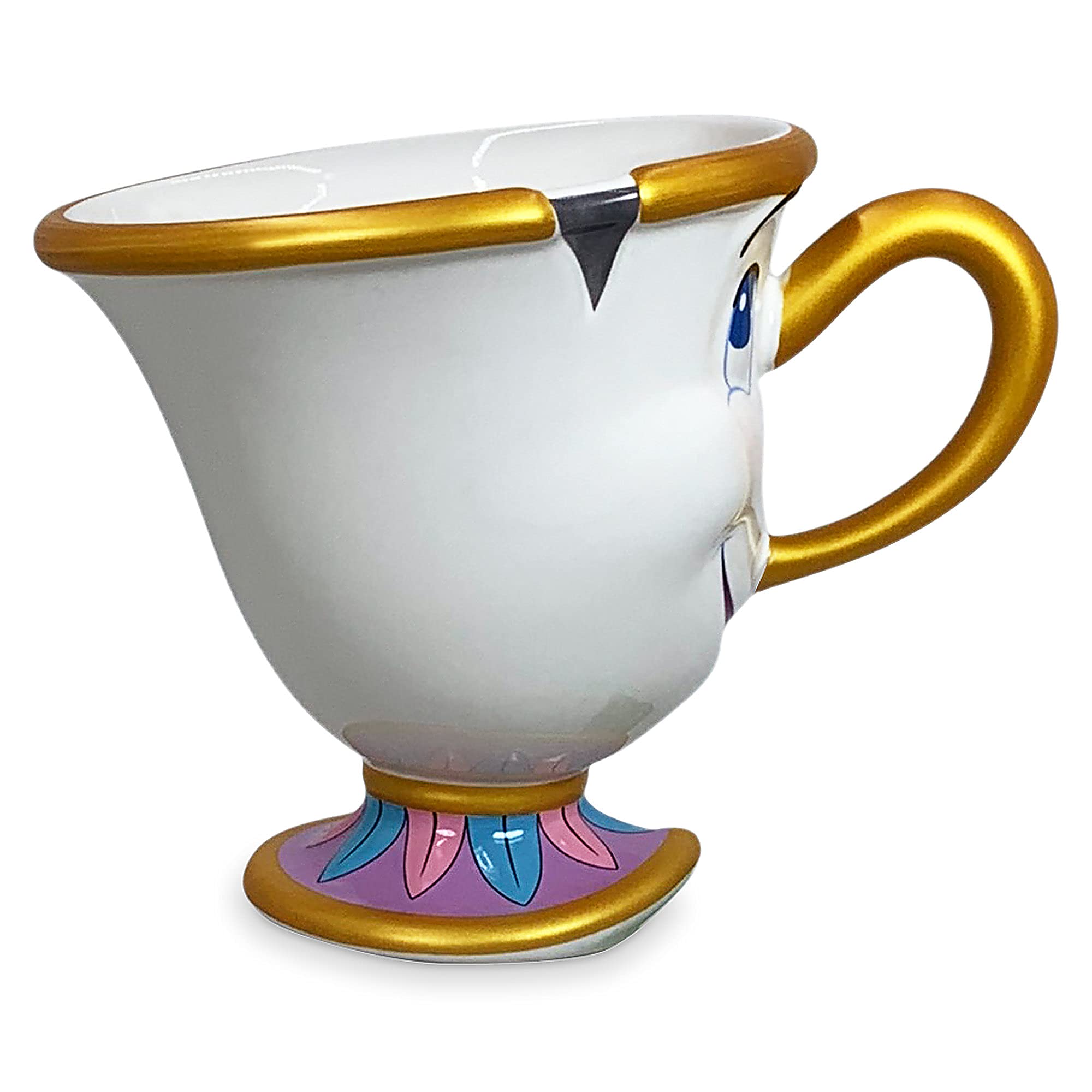 Sculpted ceramic mug with raised design inspired by Beauty and the Beast
