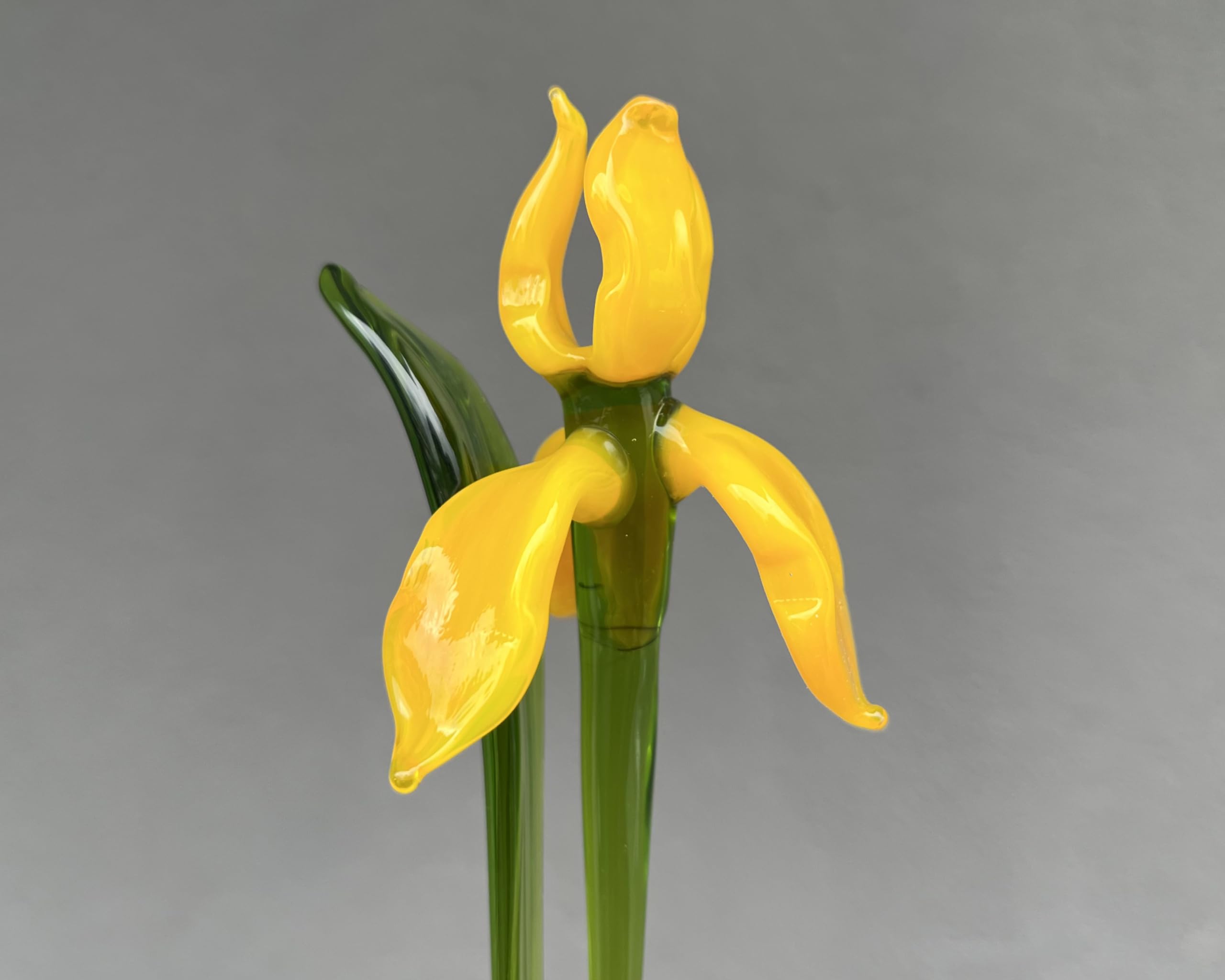 single stem iris glass figurine for shelves desks