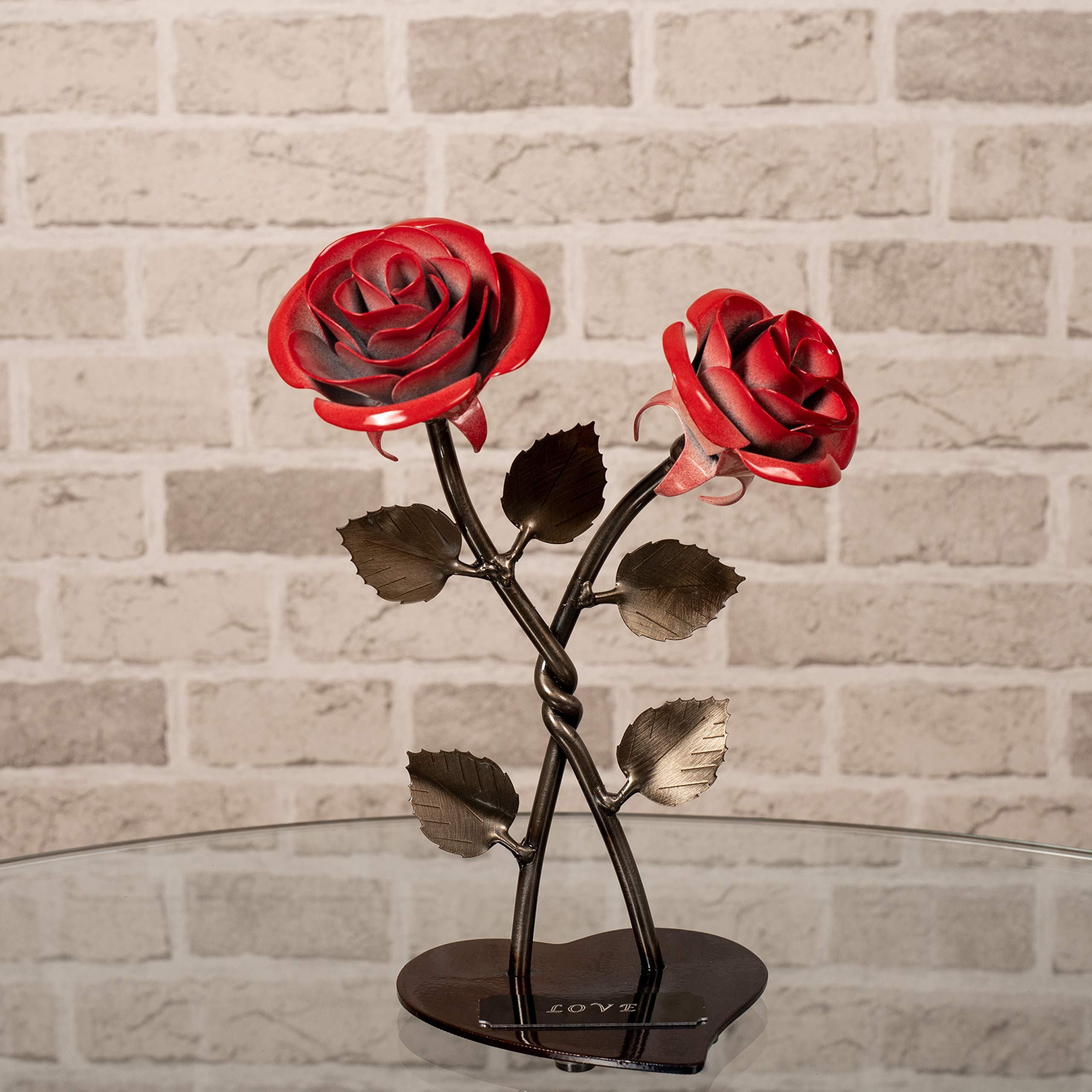 Display-ready iron rose on surface