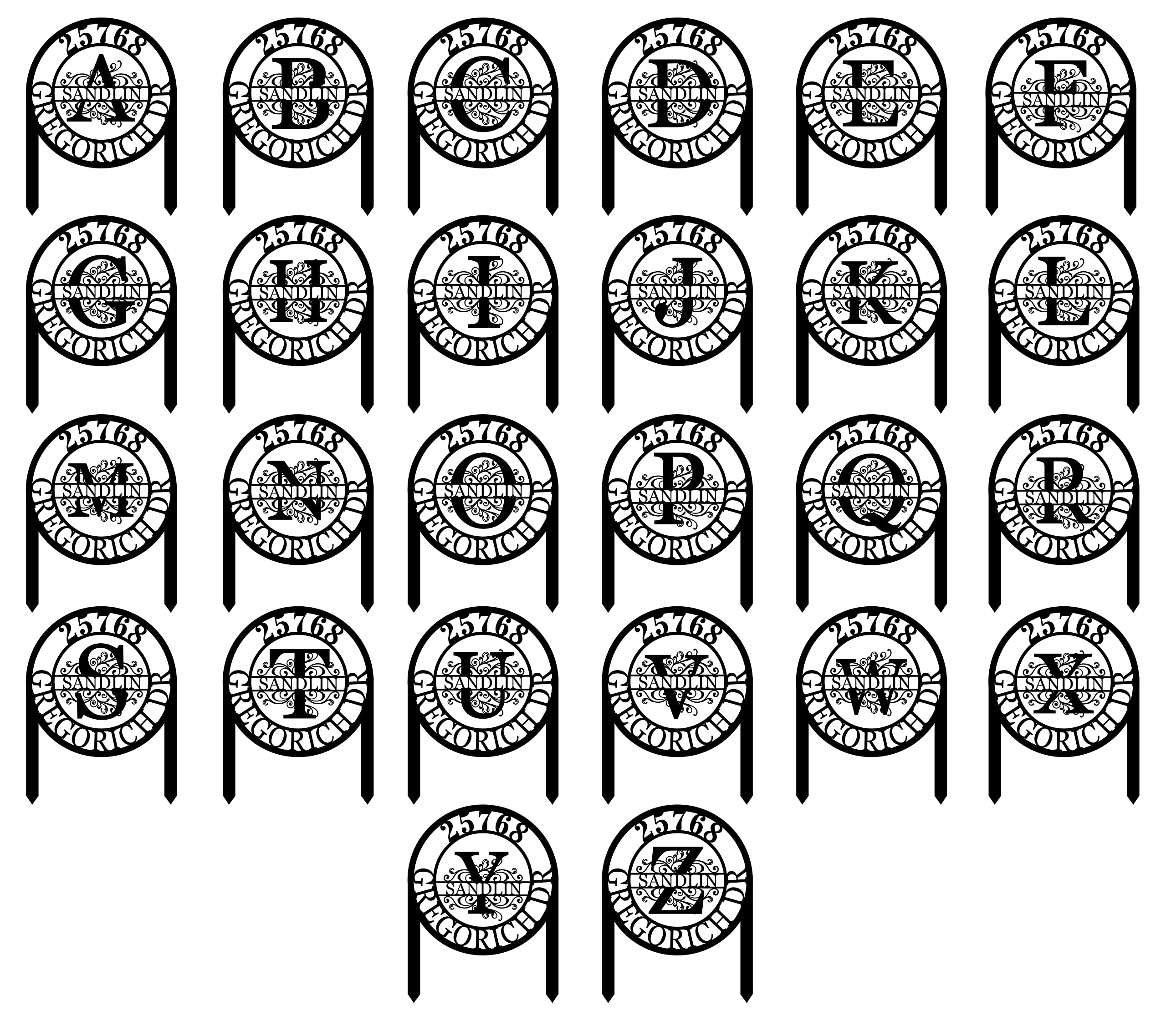 Display your address and street name on a monogram sign in white color