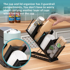 Four-compartment cup organizer for disposable cups