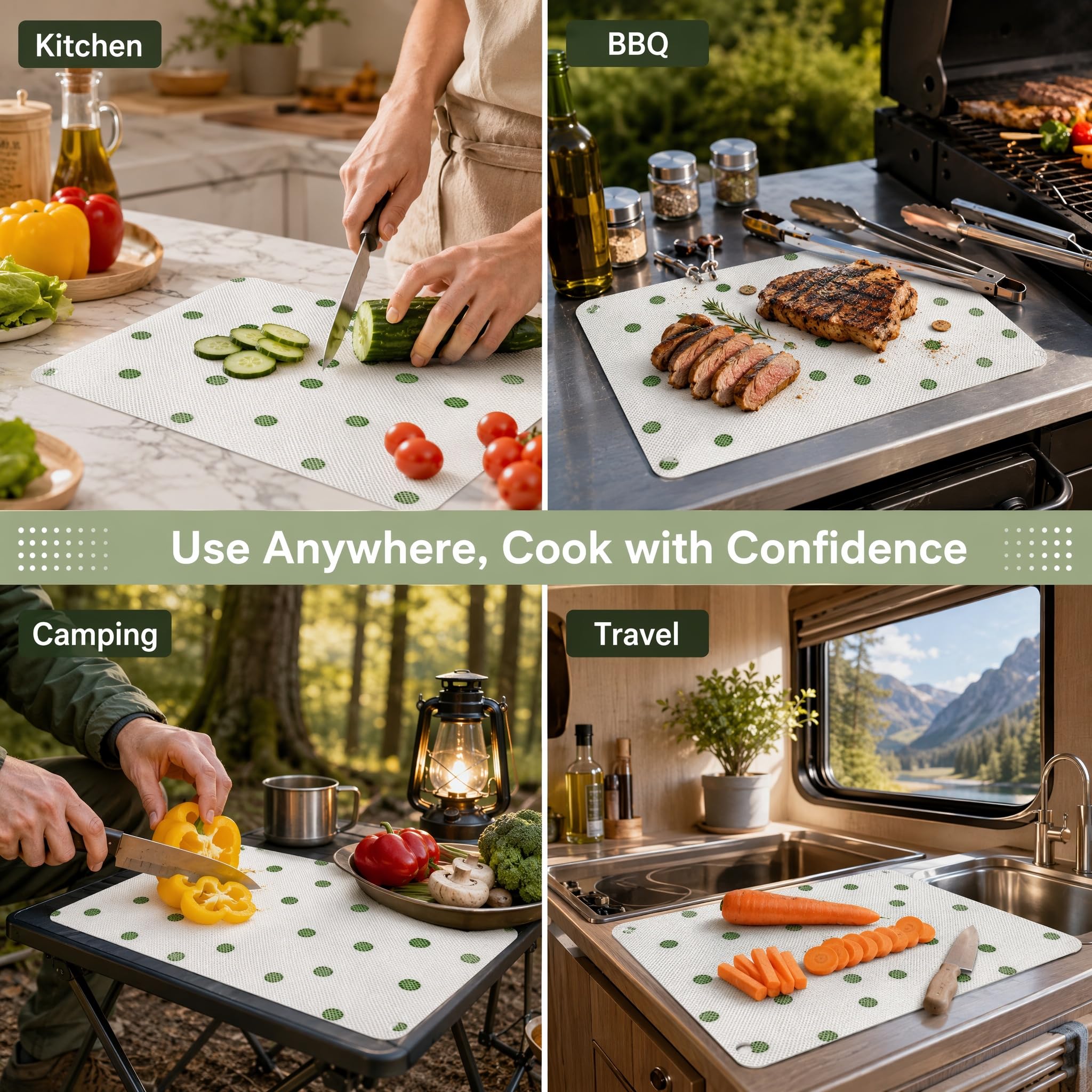 Textured PE cutting mats designed for meat seafood and vegetables