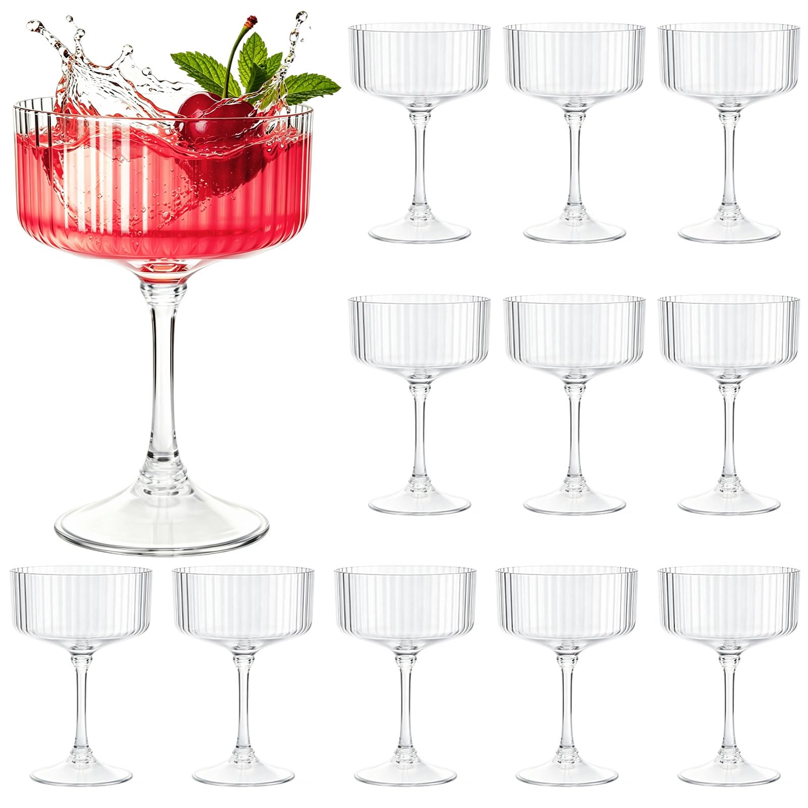 12 piece plastic martini glasses set 10oz