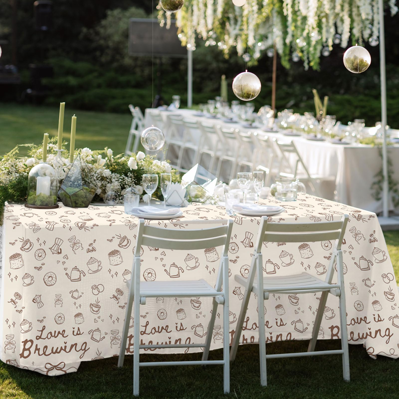 coffee cup and coffee bean motif tablecloth decor