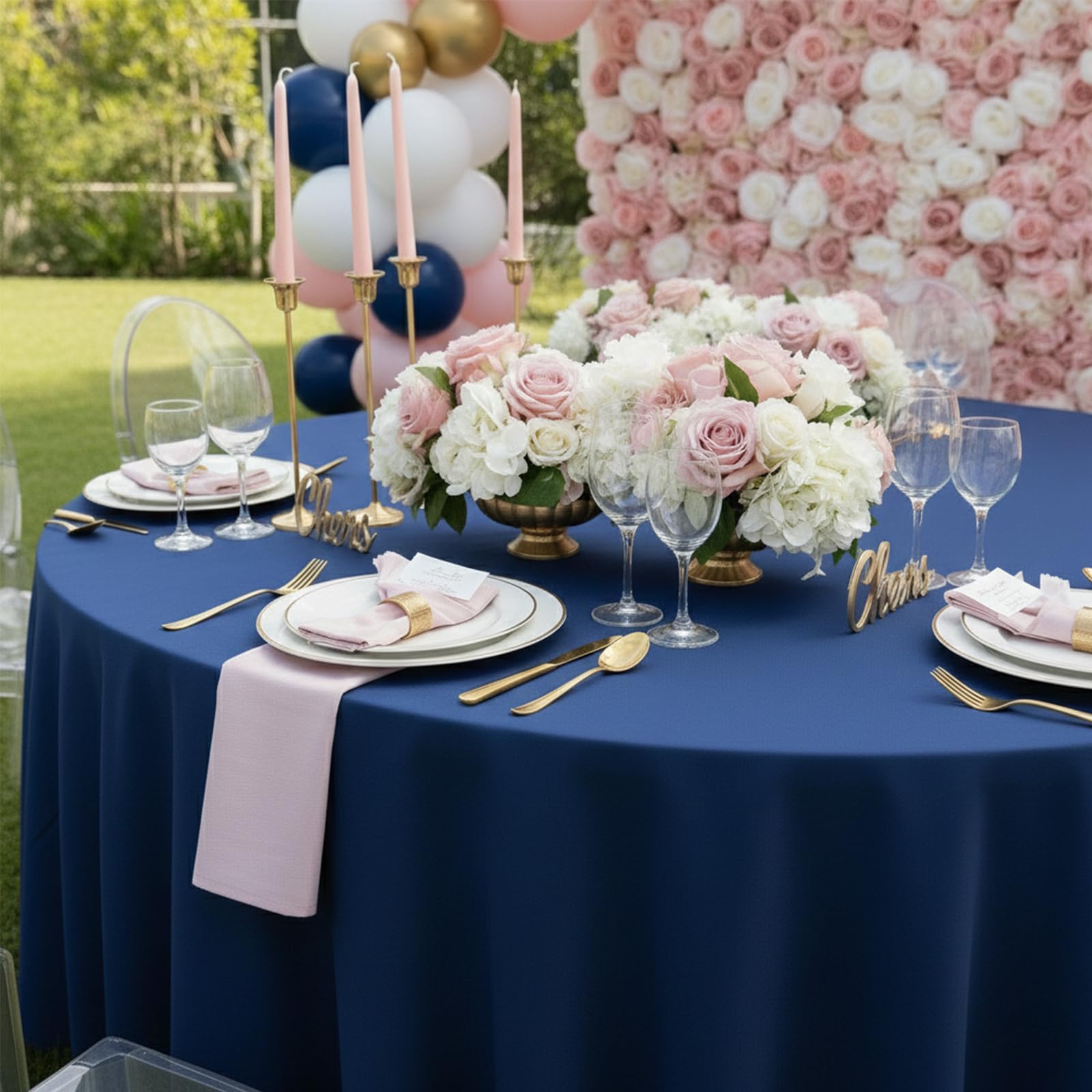 84 inch round tablecloth navy indoor outdoor