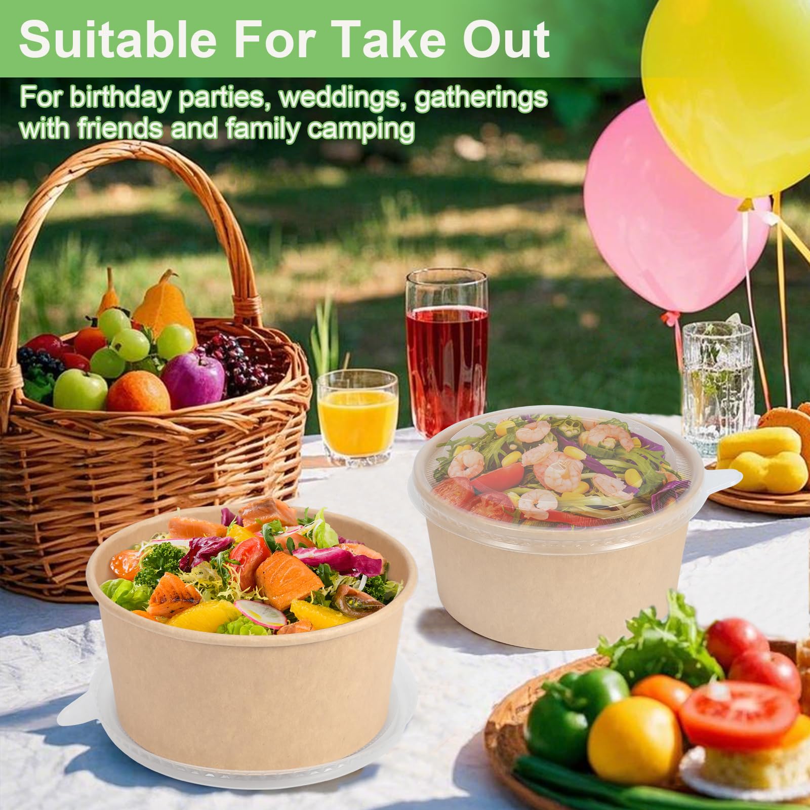 50 count disposable paper bowls for catering and home use