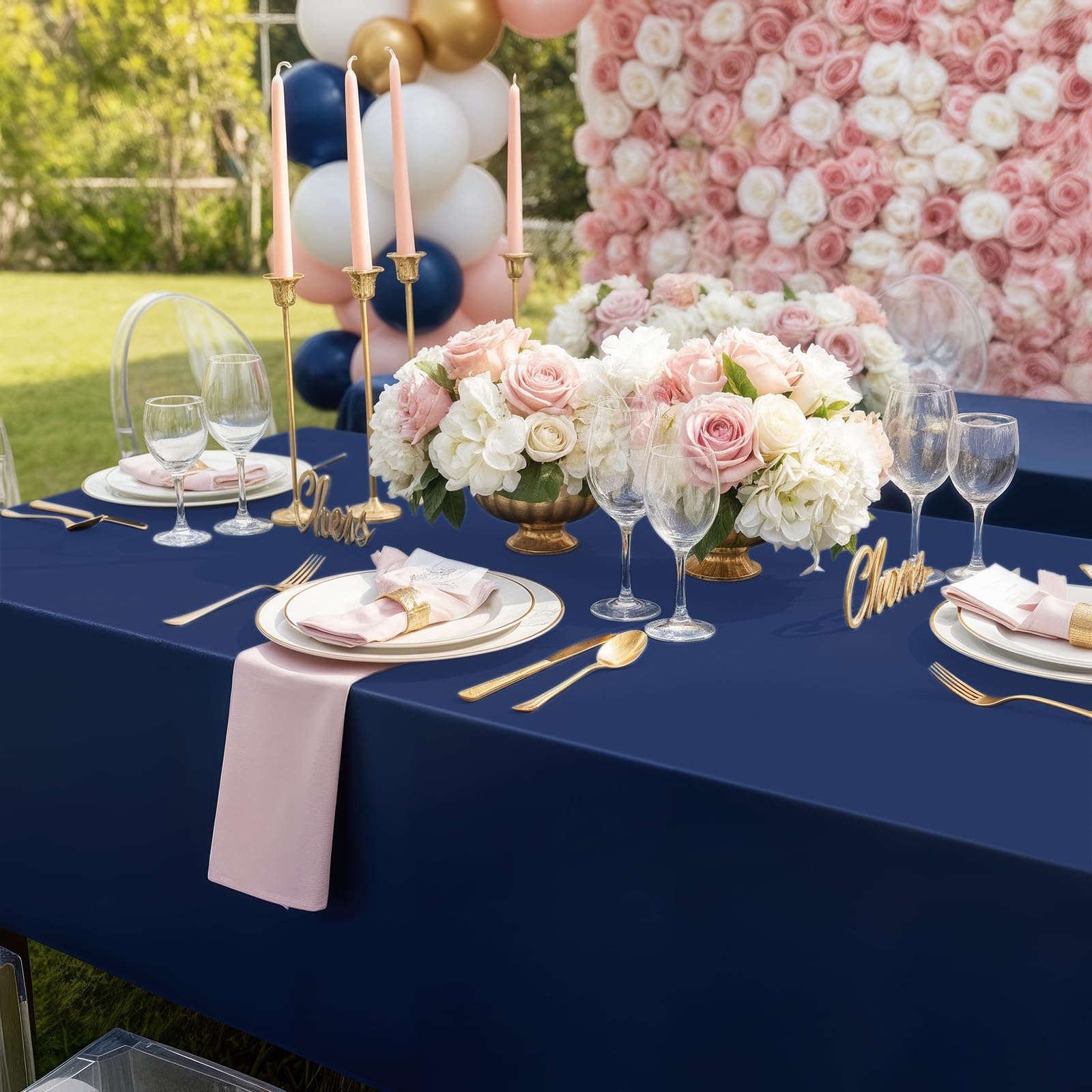 Smiry rectangular table cloth navy 54x72 inches 3 pack