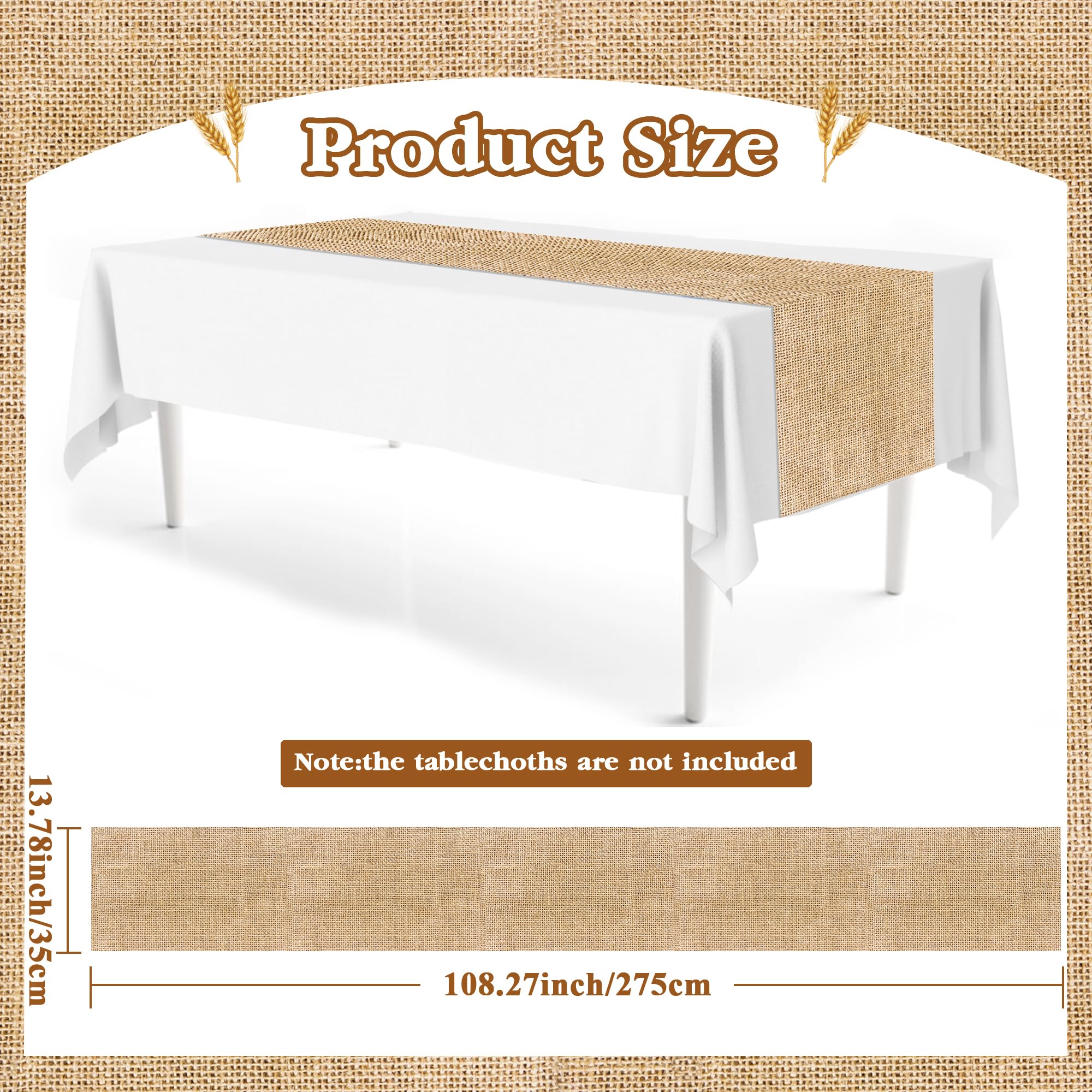 Waterproof disposable Burlap Print table runner 14x108