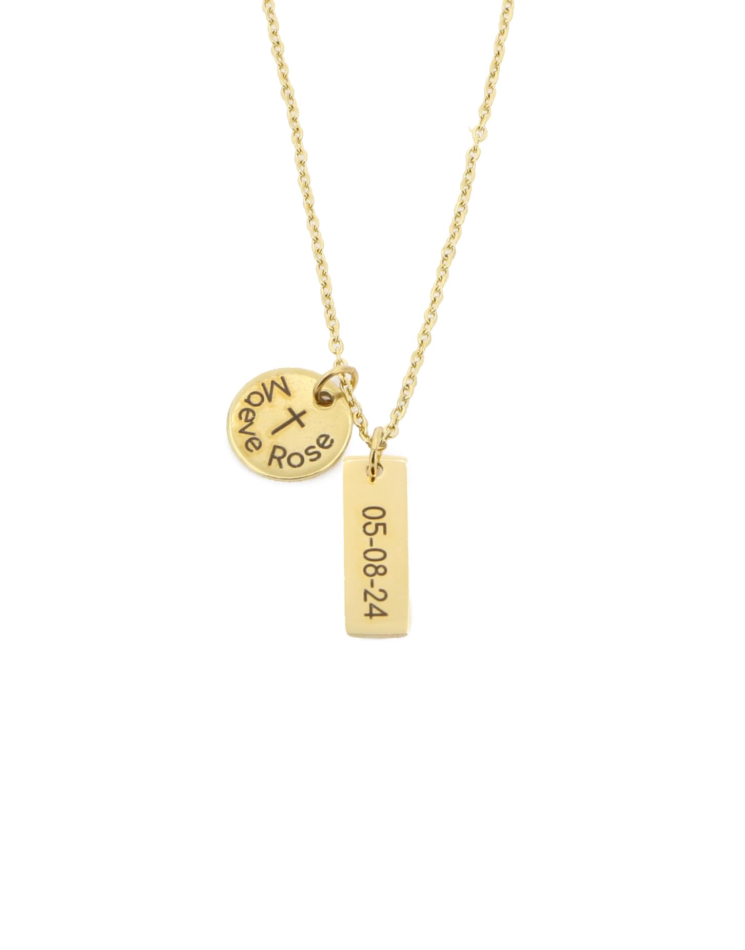 DistinctlyIvy girls baptism necklace with stainless steel chain and 12mm disc