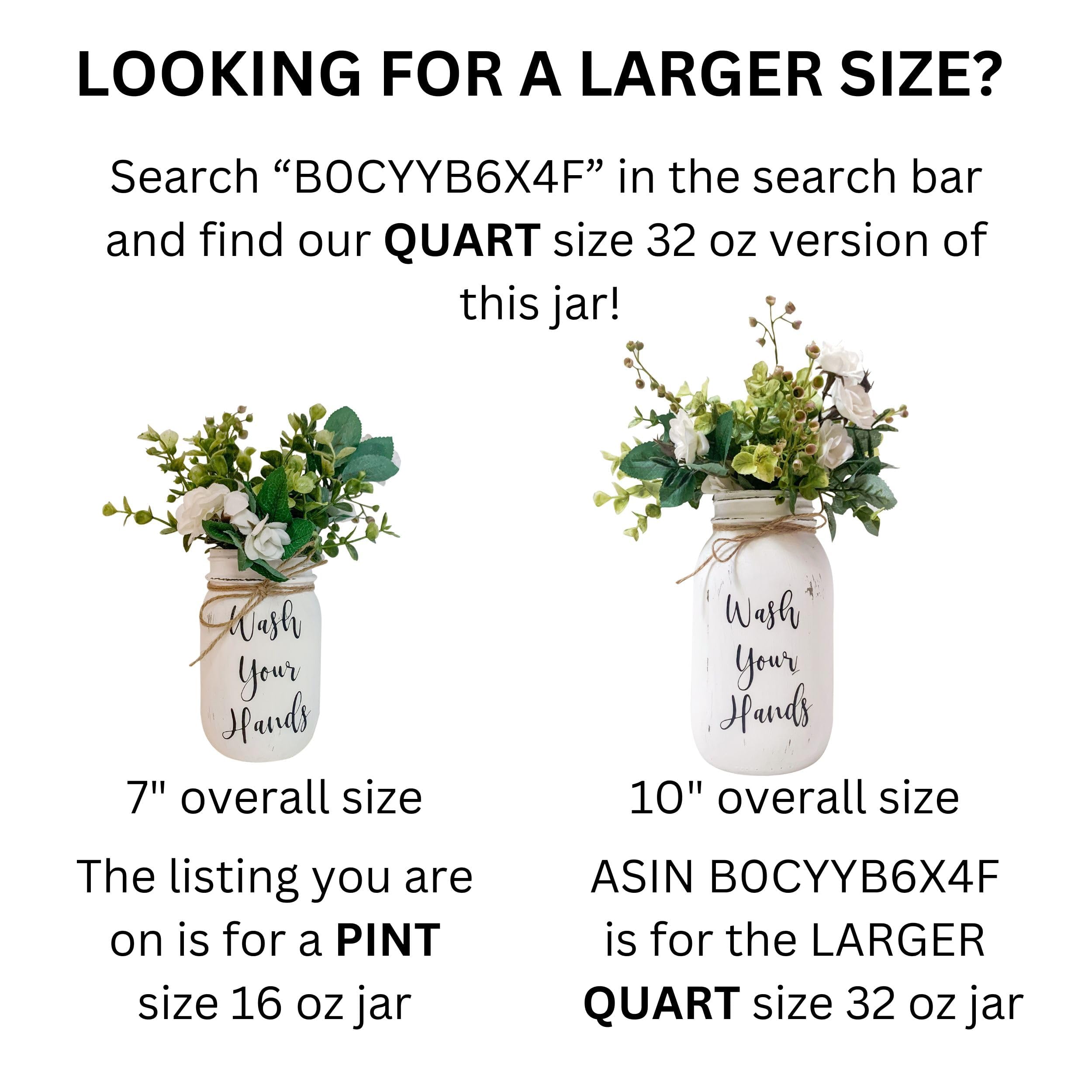 Seven inch tall mason jar shelf decor with artificial flowers
