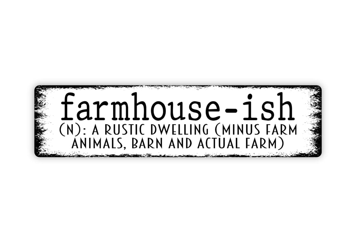 Distressed White With Black Edge farmhouse ish metal street sign plaque indoor outdoor use