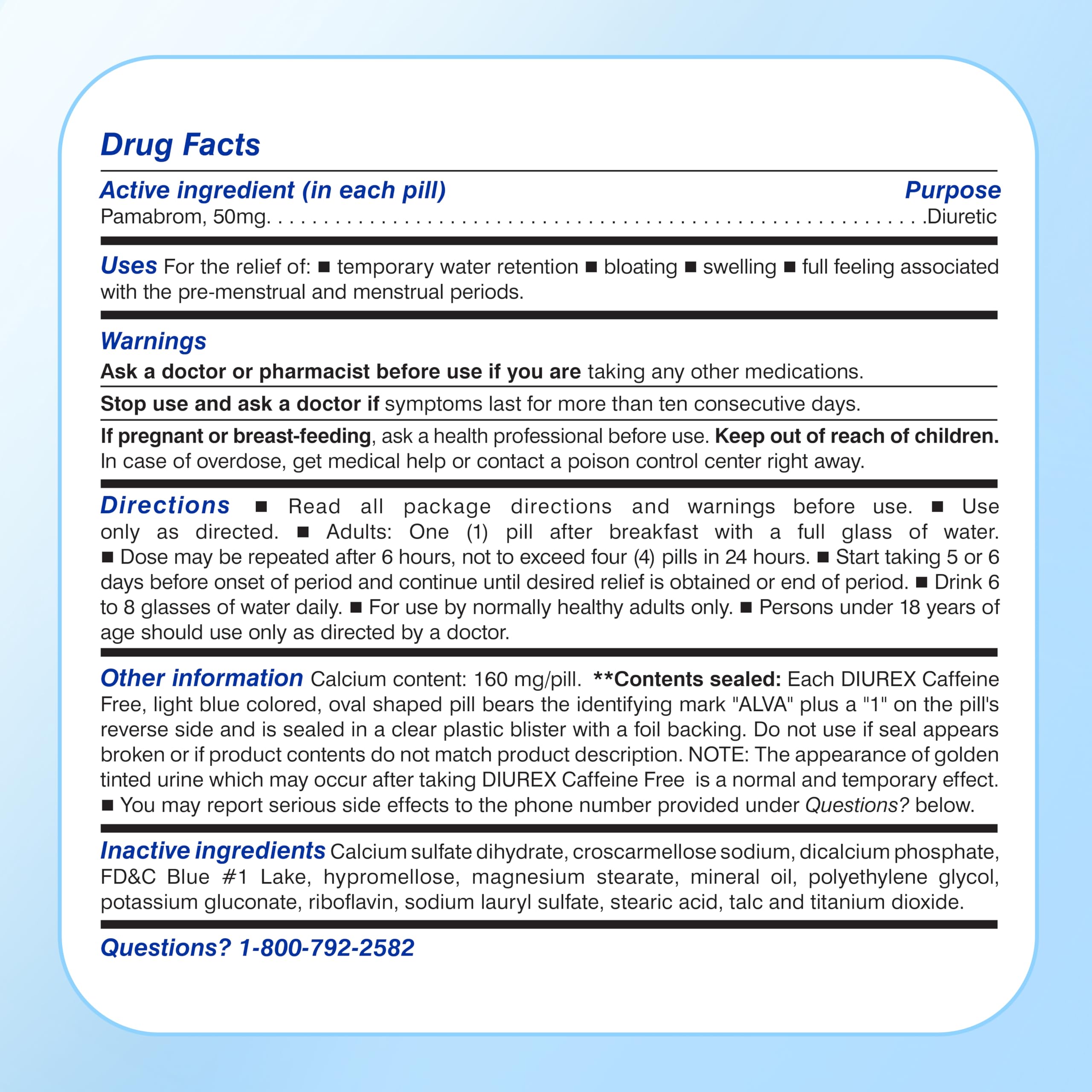 Diurex 24 count water caplets packaging