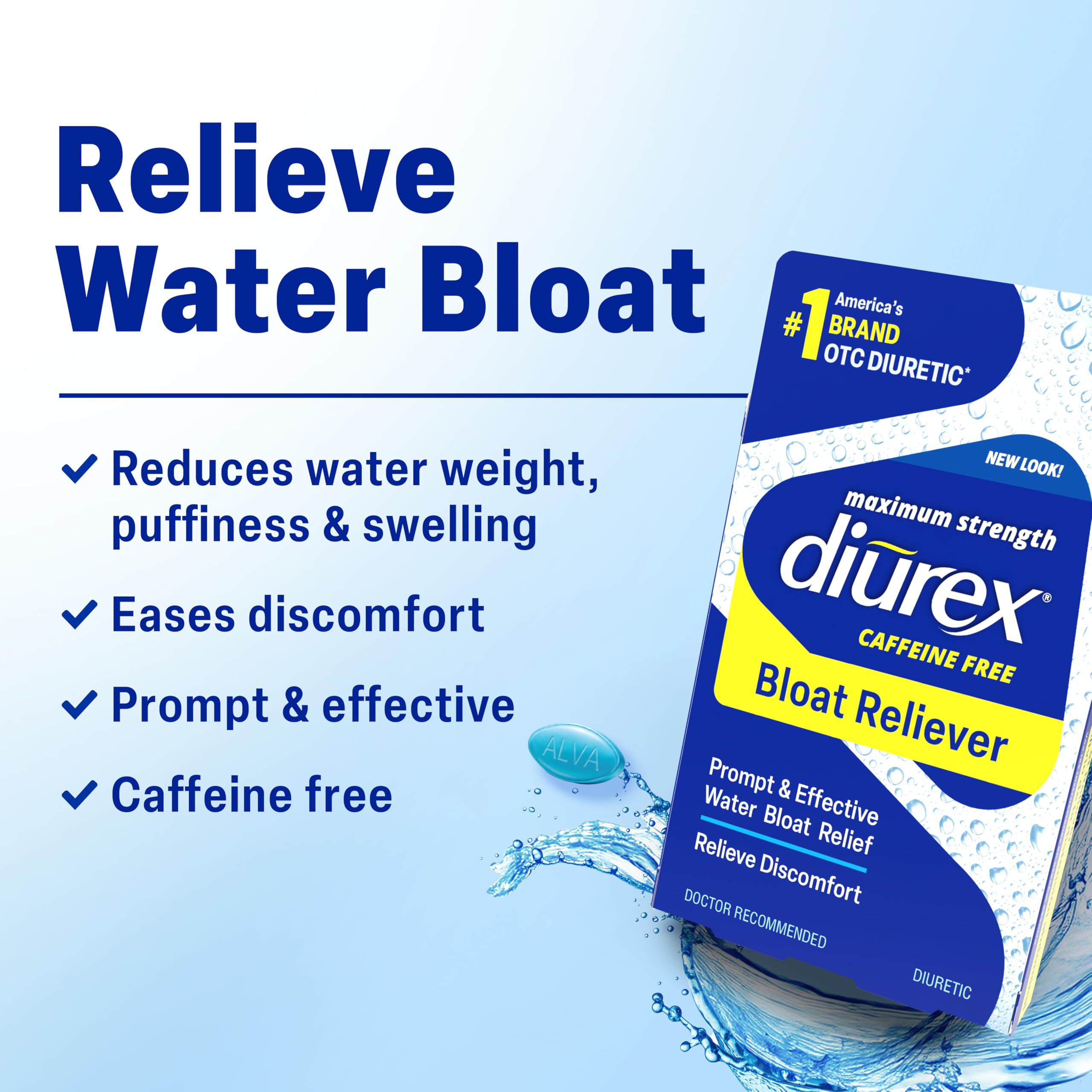 Diurex water bloat relief supplement blister pack