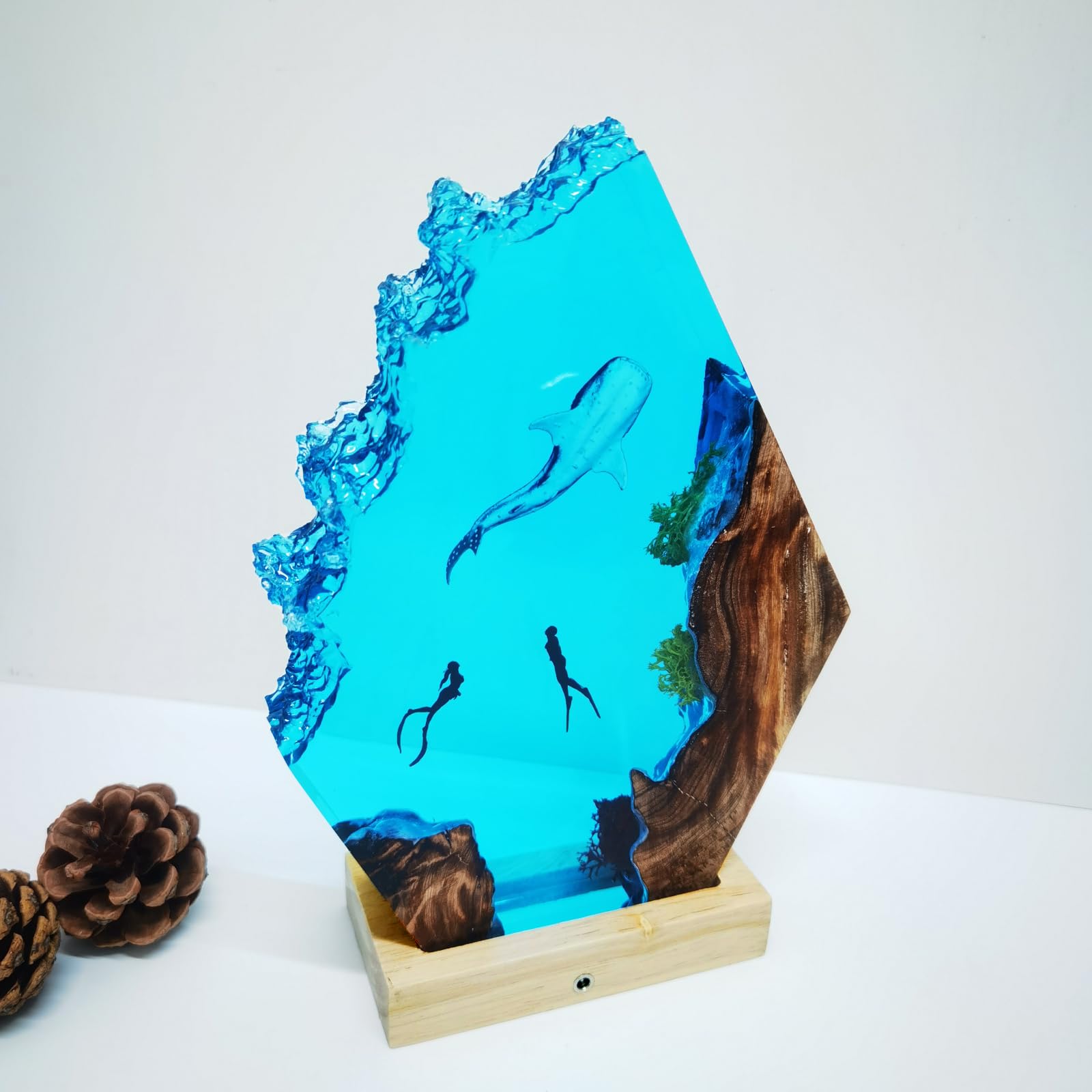 Ocean scenery epoxy resin desk art light