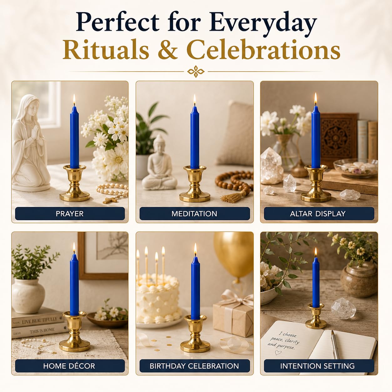 Blue spell candles for rituals and gifting
