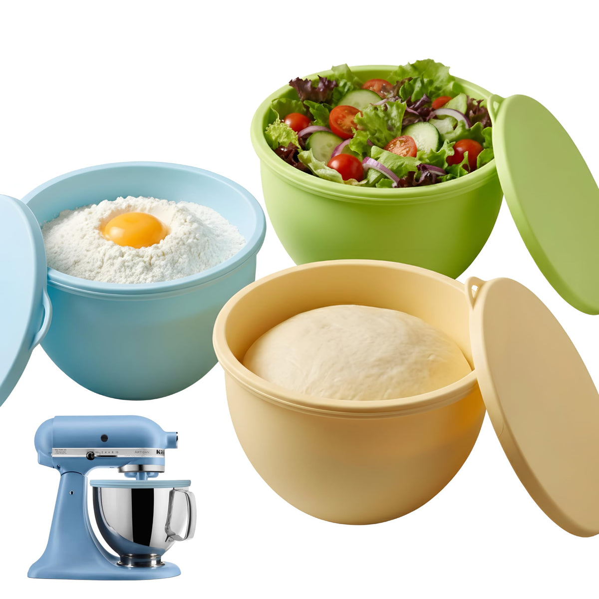 Dixxes silicone bowl liners for 5qt KitchenAid tilt-head mixer bowl