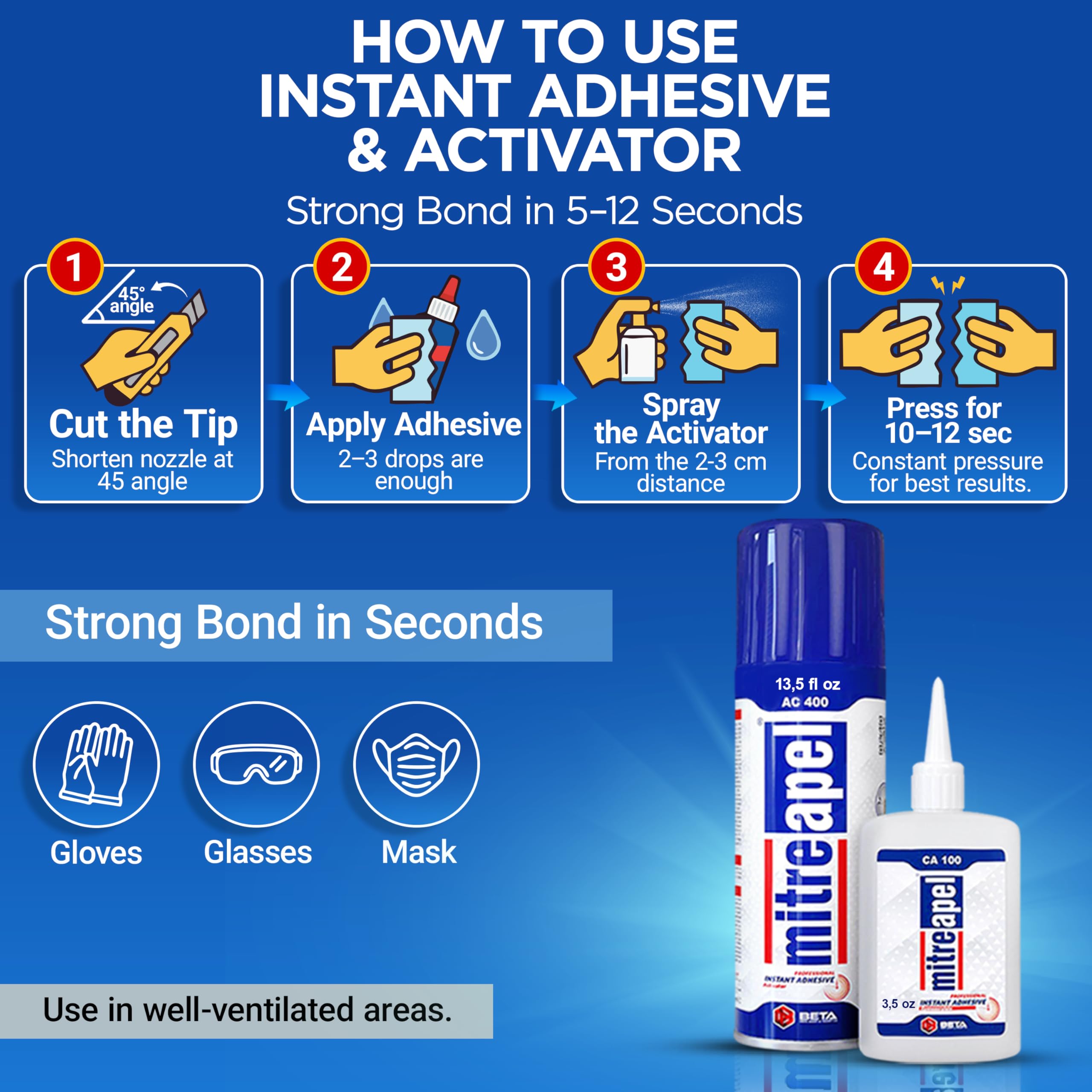 DIY craft adhesive MITREAPEL CA Glue with Activator