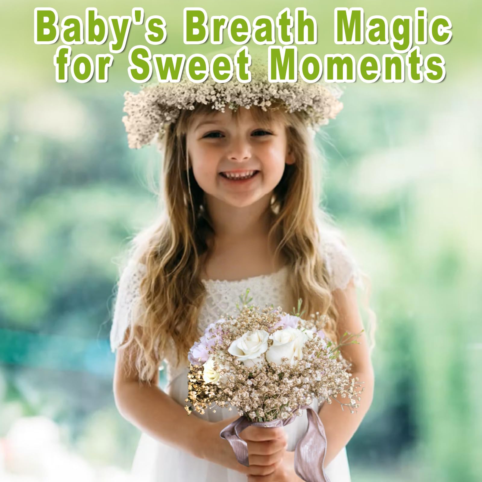 DIY gift wrapping accent with ivory dried babys breath