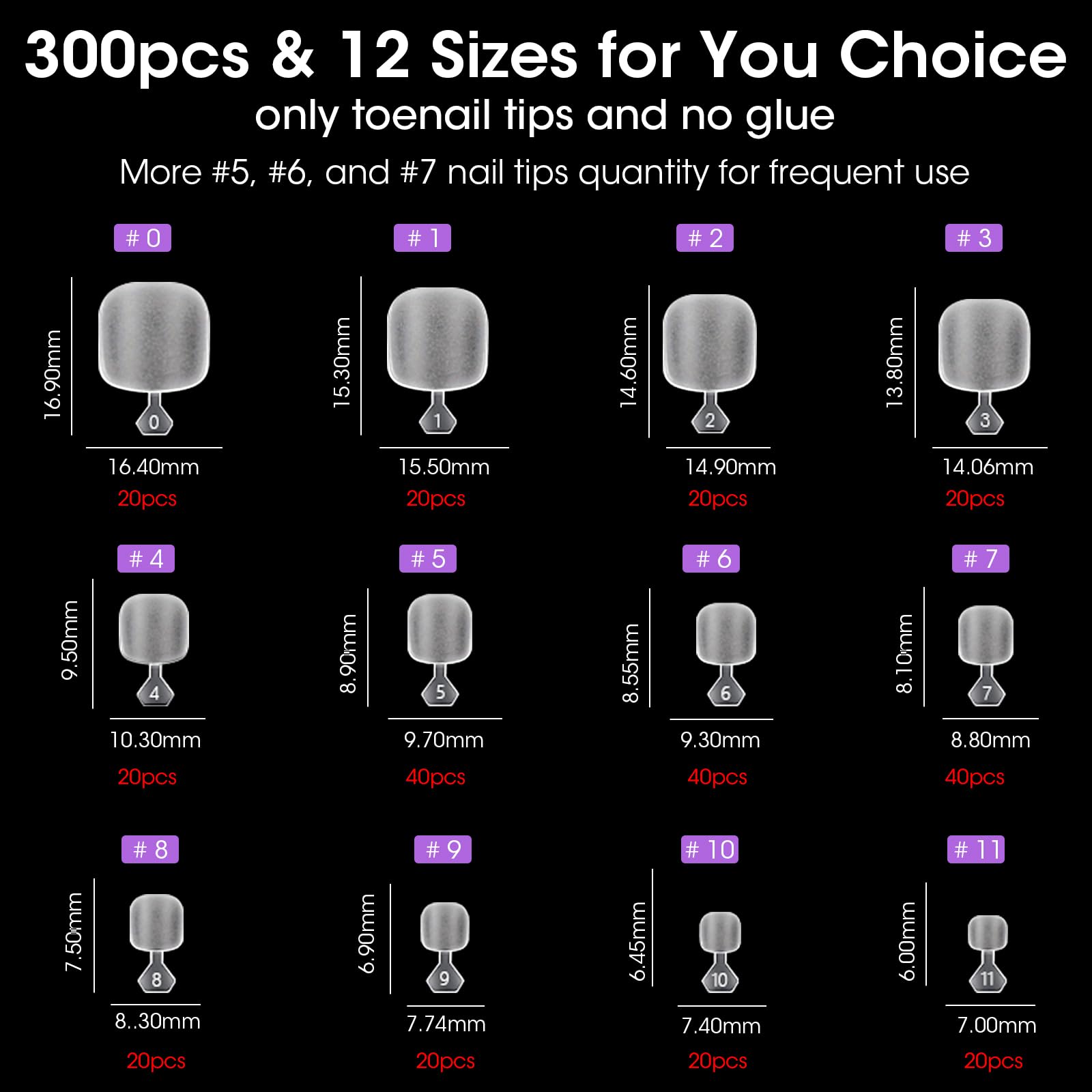 Short square toe nail tips for open toe footwear Gellen