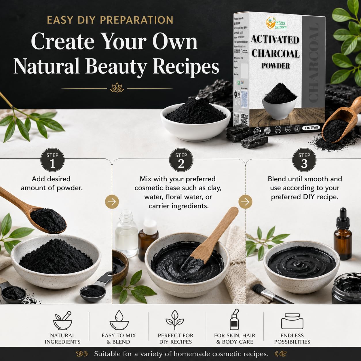 2 oz resealable bag of bamboo charcoal powder
