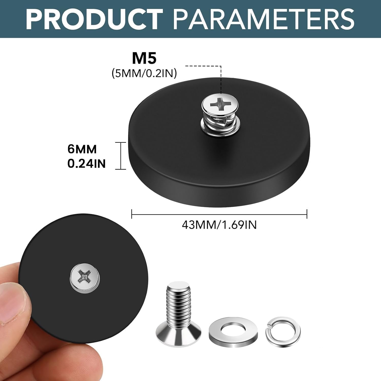 Round magnet base 1.69 inch diameter with rubber coating
