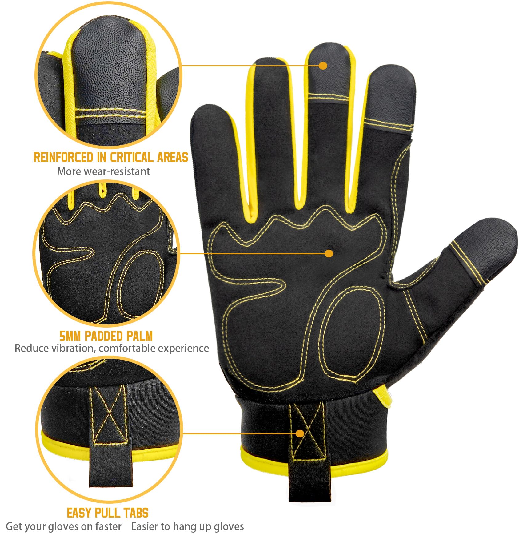 Padded palm with EVA padding on gloves