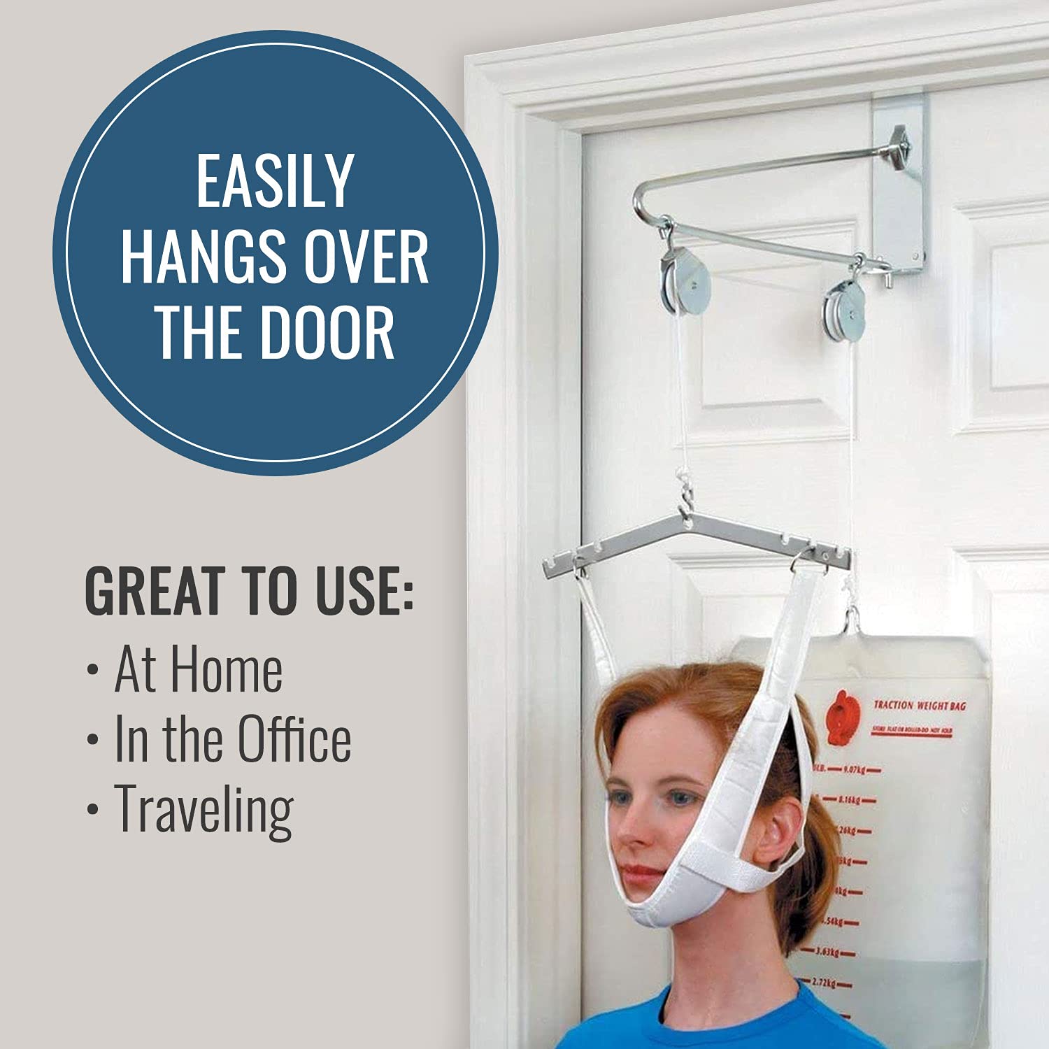 Neck and back stretcher with adjustable chin cover and foam padding
