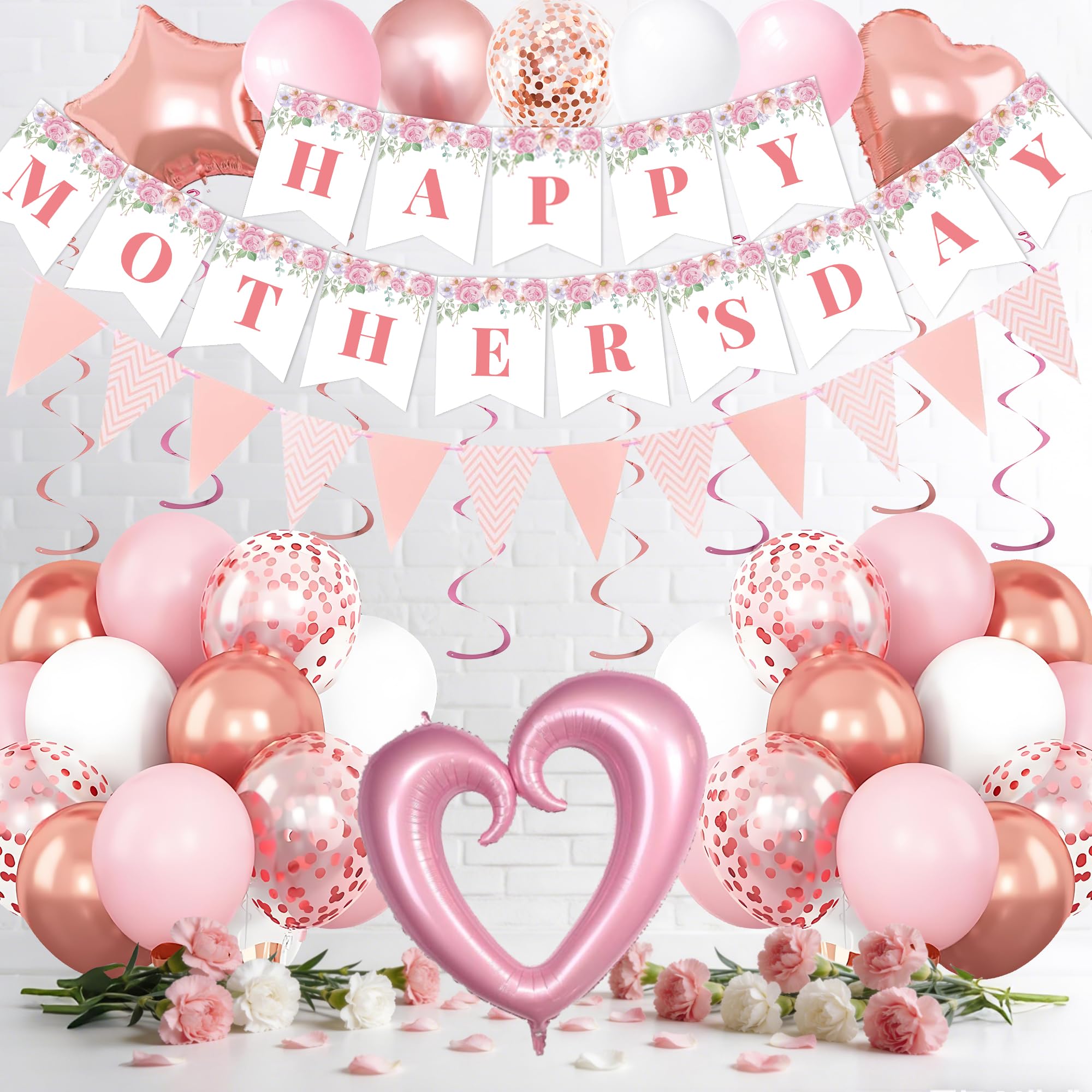 Pink flag banner included in DMIGHT Mothers Day Decorations