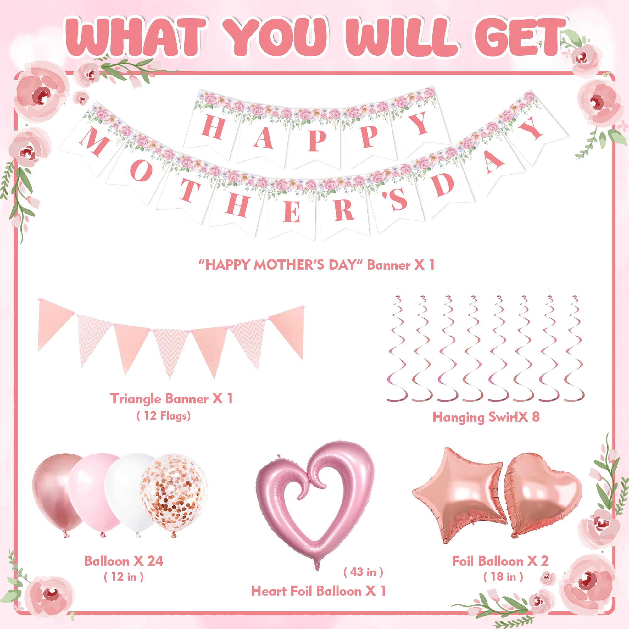 Rose gold latex balloons included in DMIGHT set