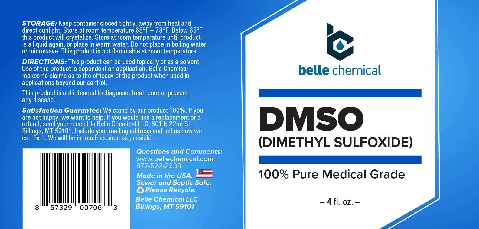 DMSO 4 oz packaging suitable for storage and handling