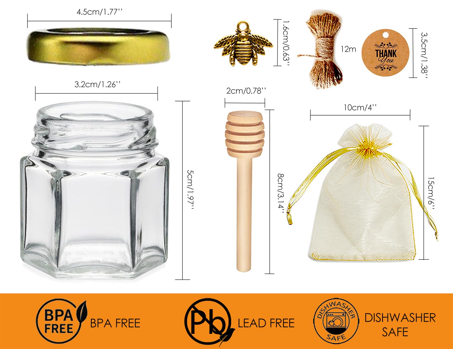 DnayDkiy Mini Honey Pot 1.5oz glass jar close up