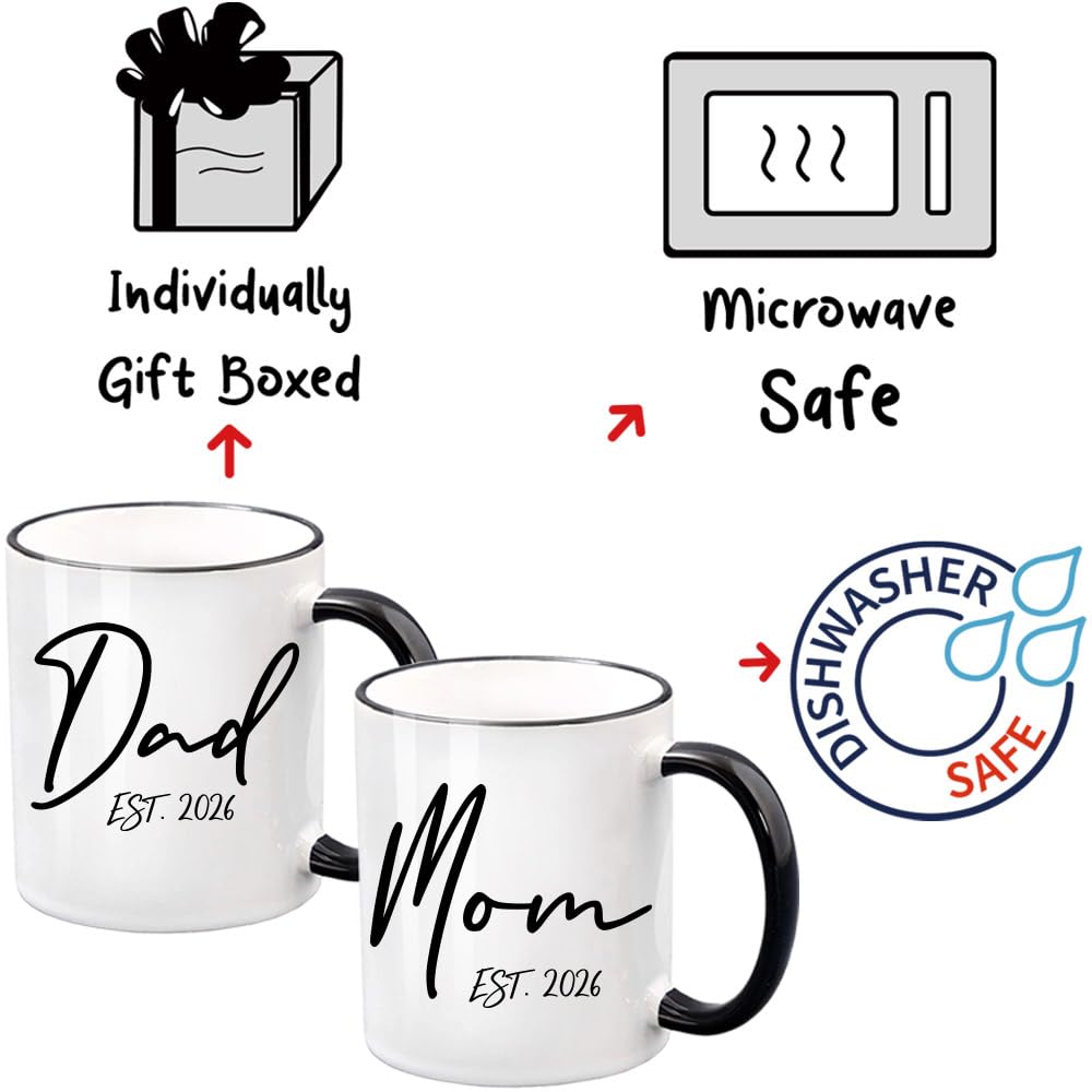 Dishwasher safe and microwave safe Dnuiyses EST 2026 New Dad Mom Mugs