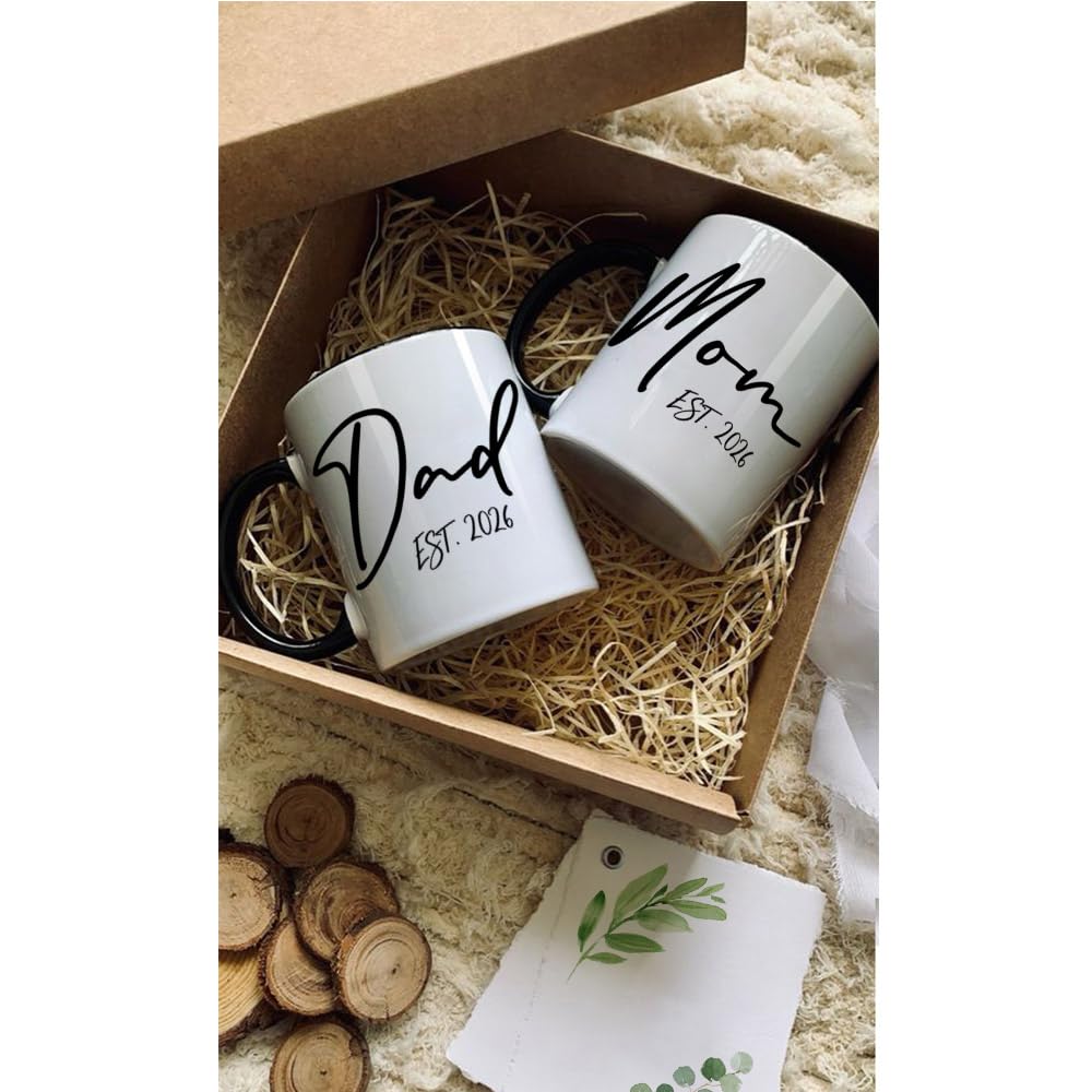 Mothers Day Fathers Day mug gift Dnuiyses EST 2026 New Dad Mom Mugs