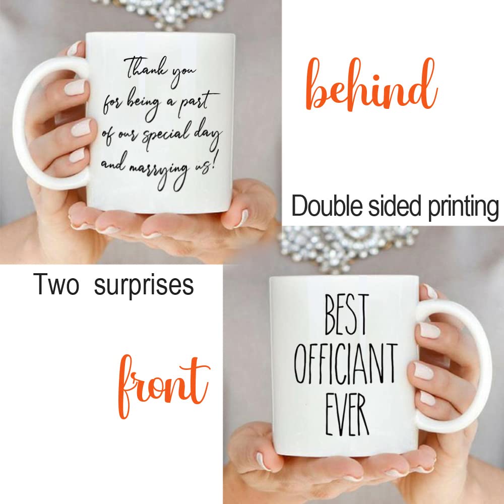 Officiant gift mug with thank you design delivered in styrofoam packaging