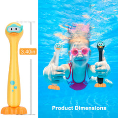 Ducks standing upright on pool bottom for easy retrieval