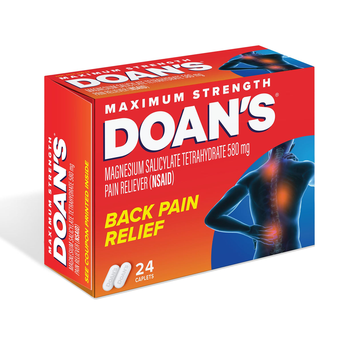 Doans Back Pain Relief Caplets bottle 24 caplets