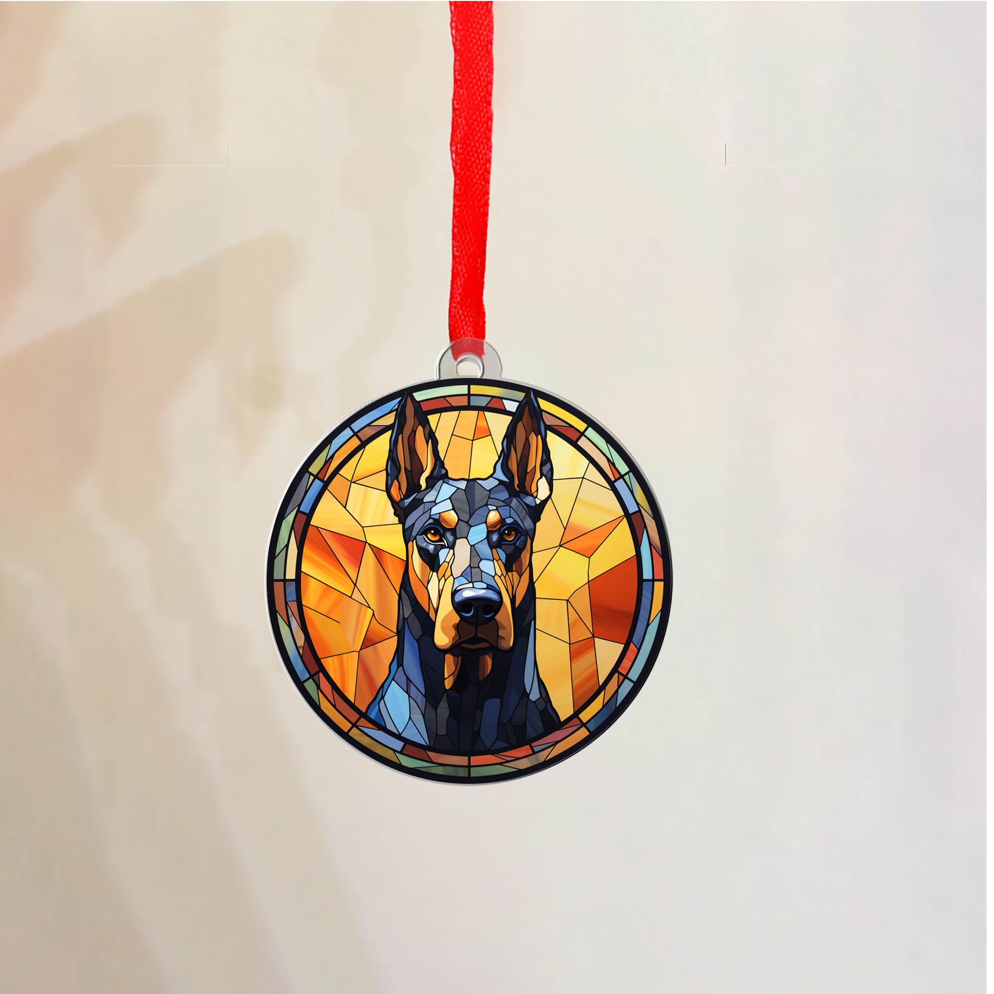Laser cut UV printed Doberman Dog Ornament for car decor