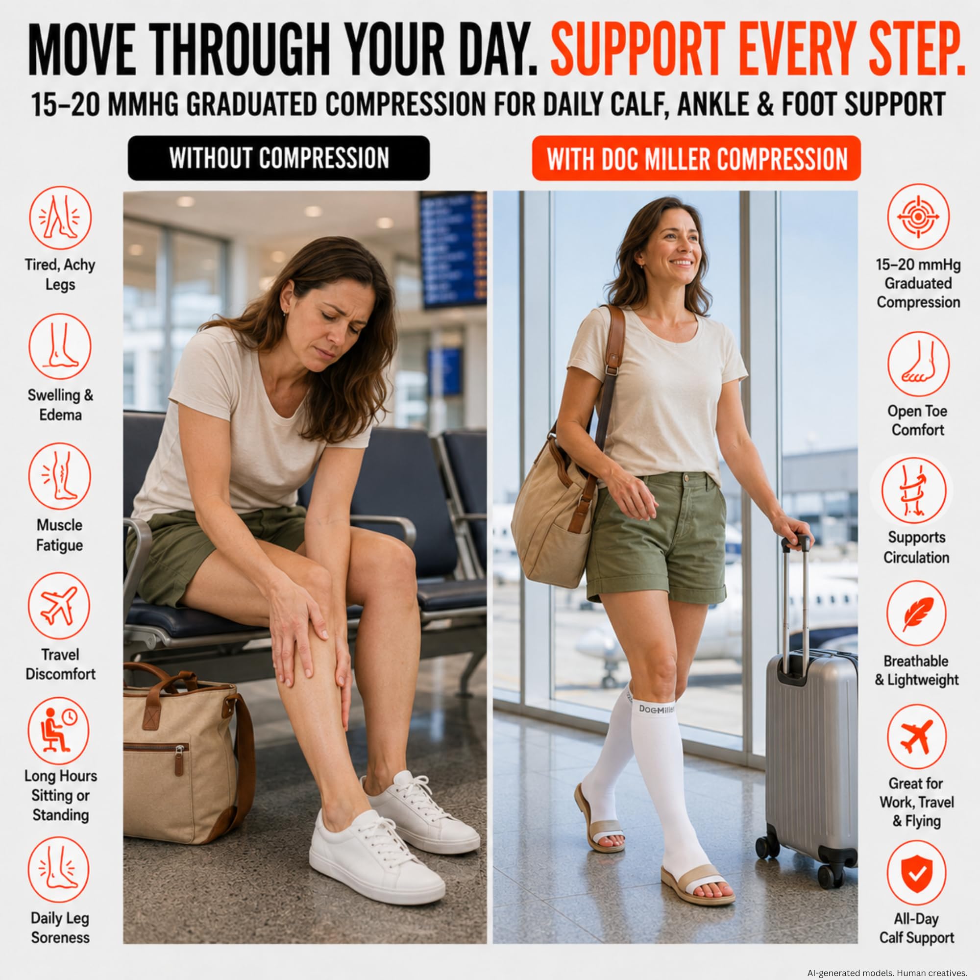 Doc Miller graduated compression from foot to calf