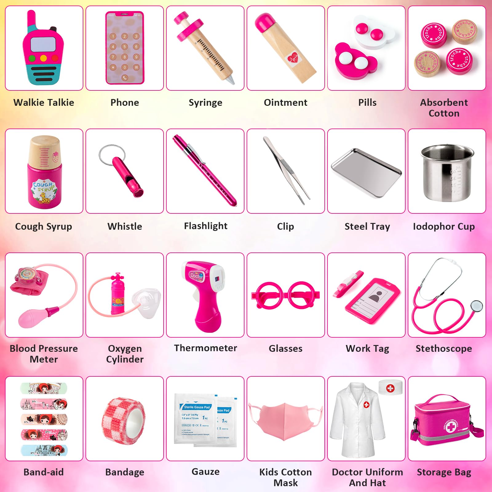 Portable doctor kit with tote bag for kids