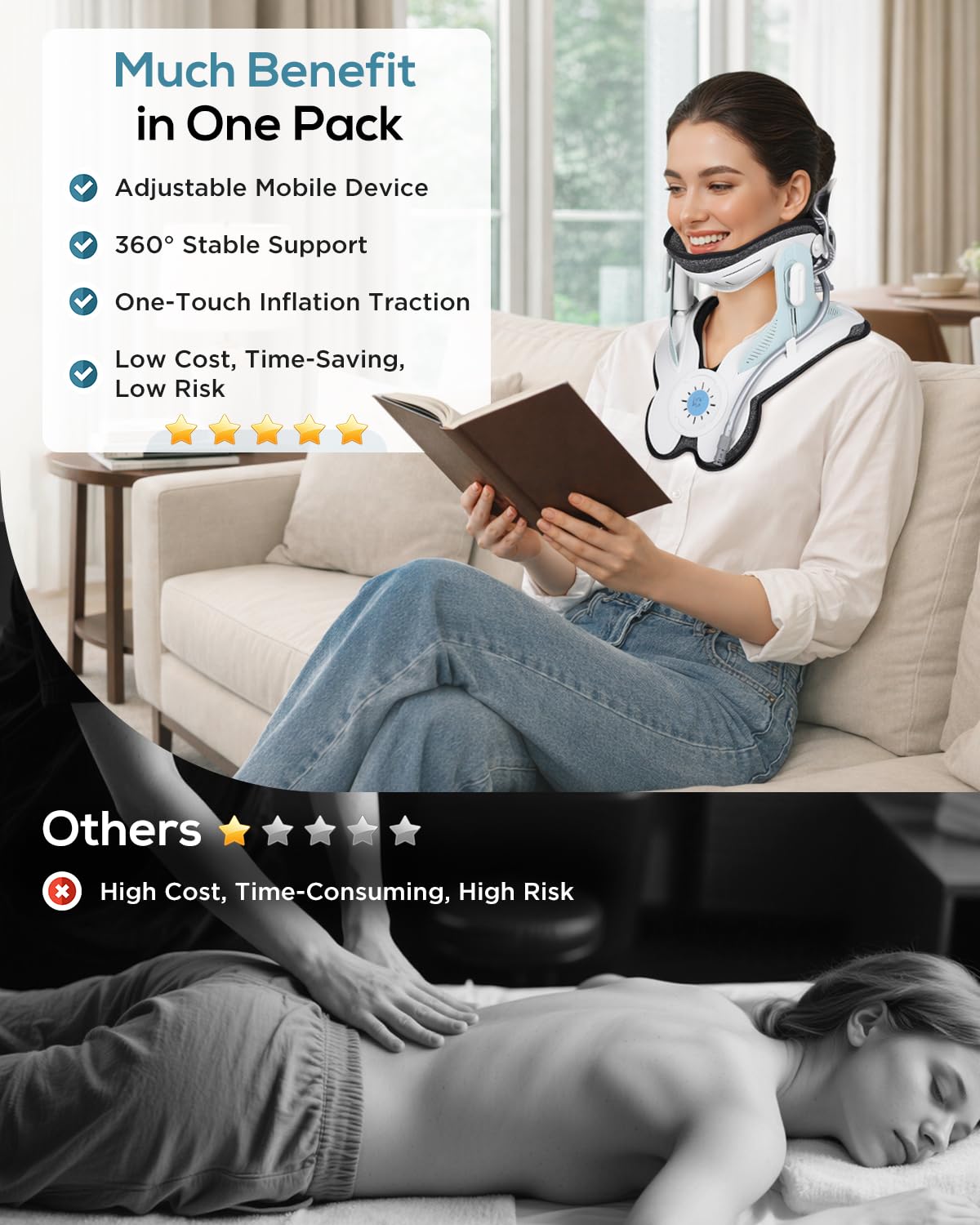Improved neck decompression and tension relief stretcher