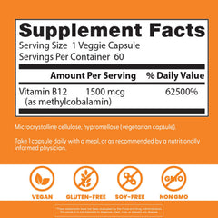 Vegetarian capsules for methylcobalamin B12 supplement