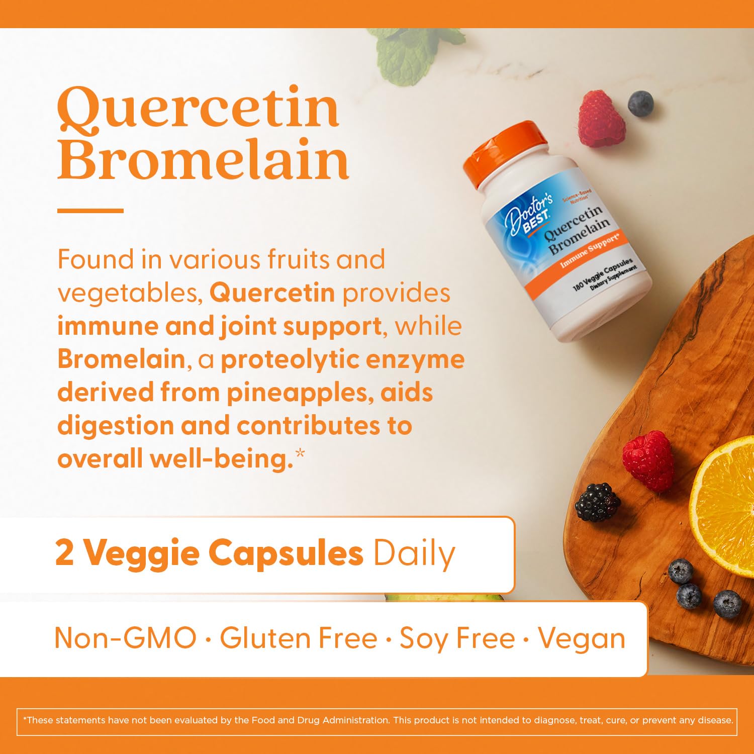 Doctor's Best Quercetin Bromelain label close-up