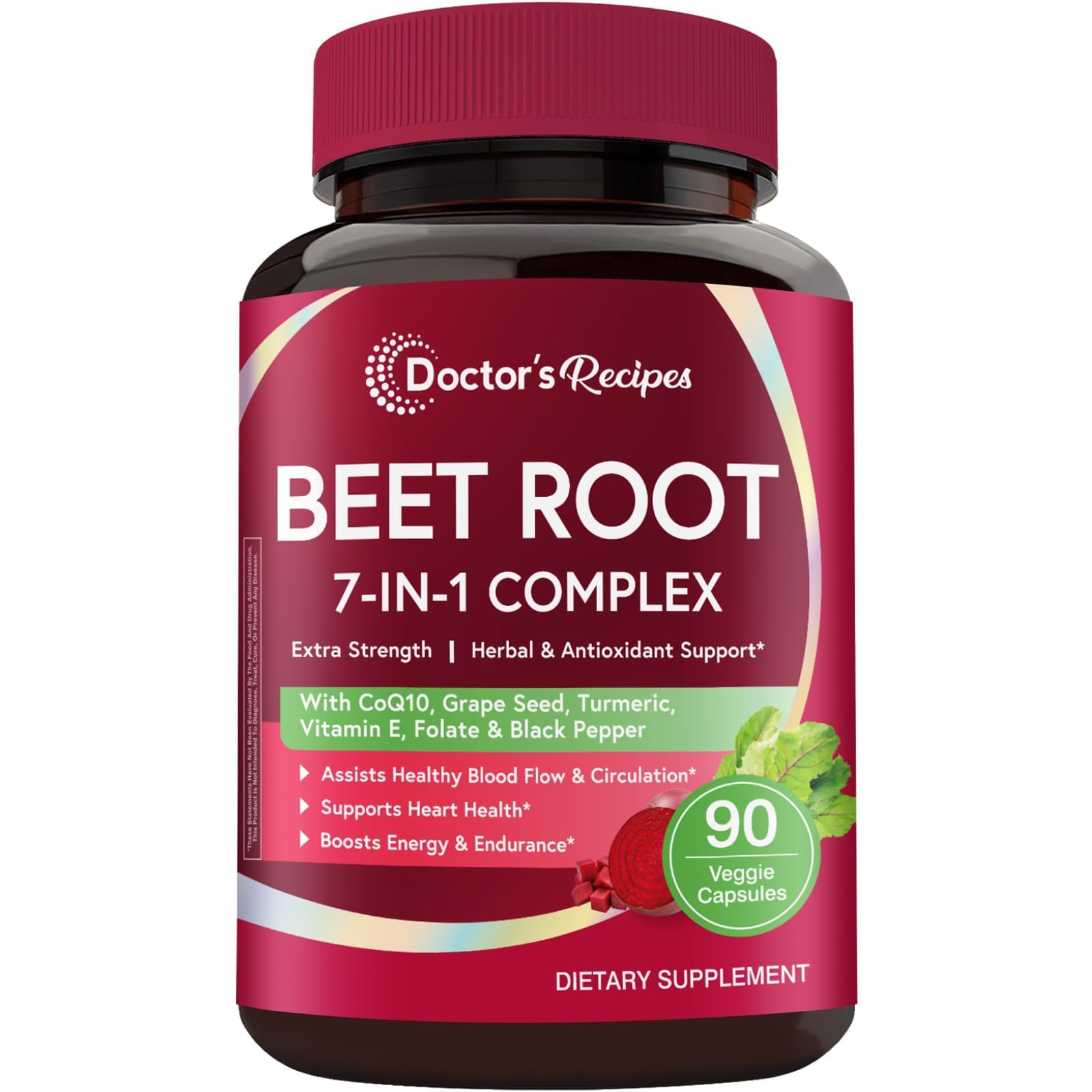 Doctor's Recipes Beet Root Capsules bottle and label