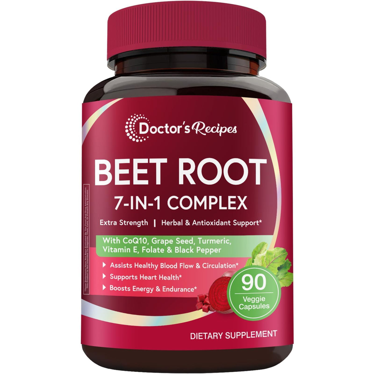 Doctor's Recipes Beet Root Capsules bottle and label