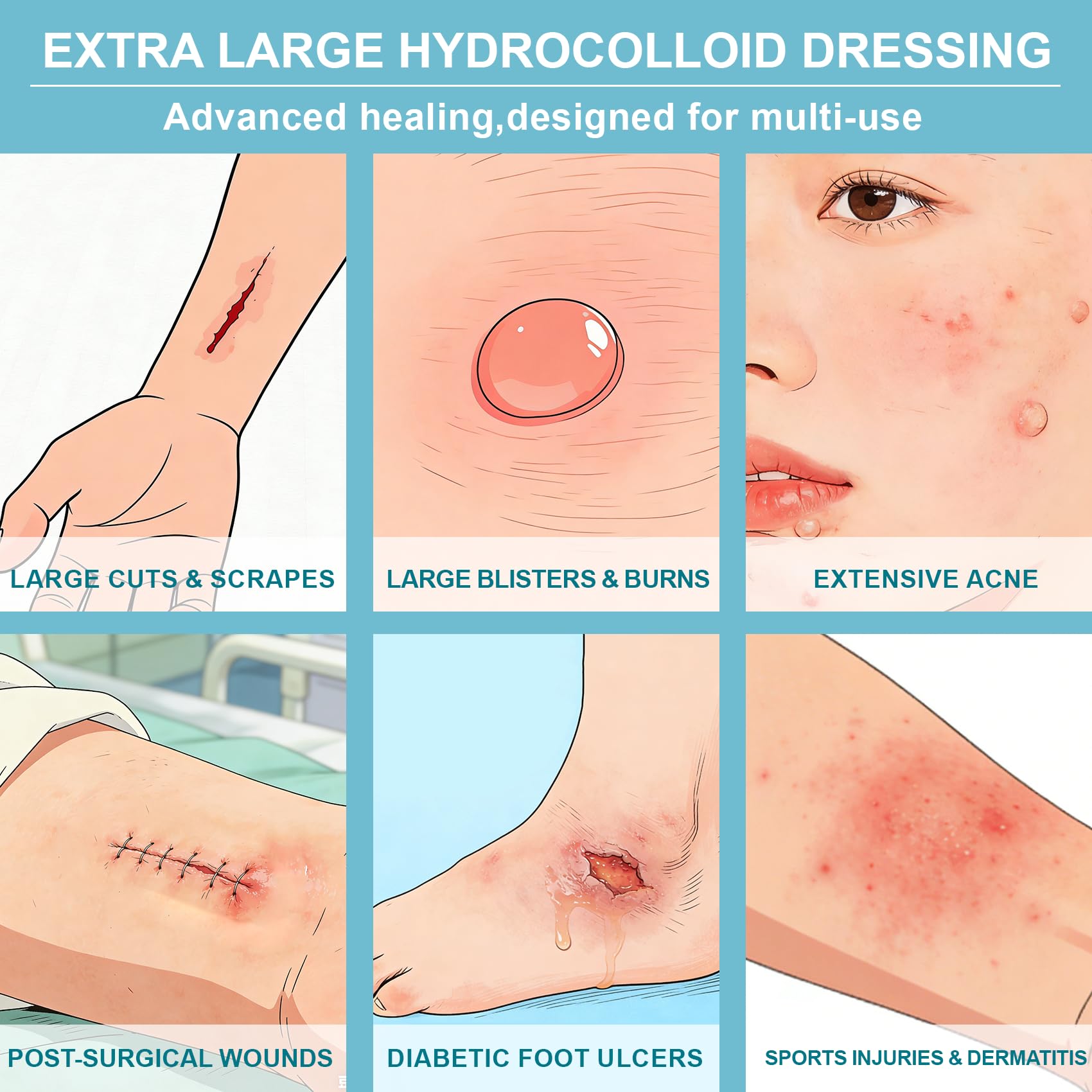 Waterproof hydrocolloid bandages stay in place up to 5 days