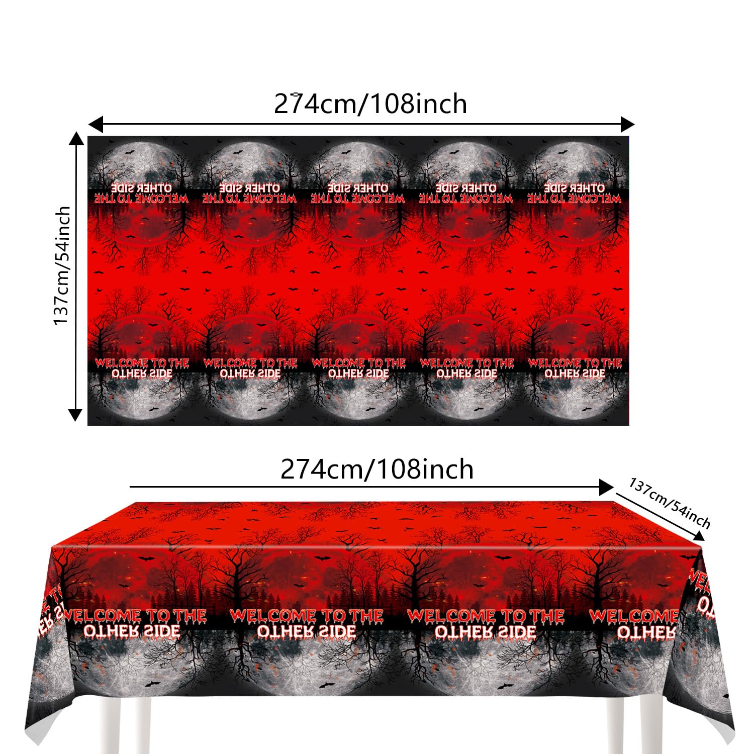 DodelyGz Stranger Things Tableclovers Welcome to the Other Side design 108x54 inches red black