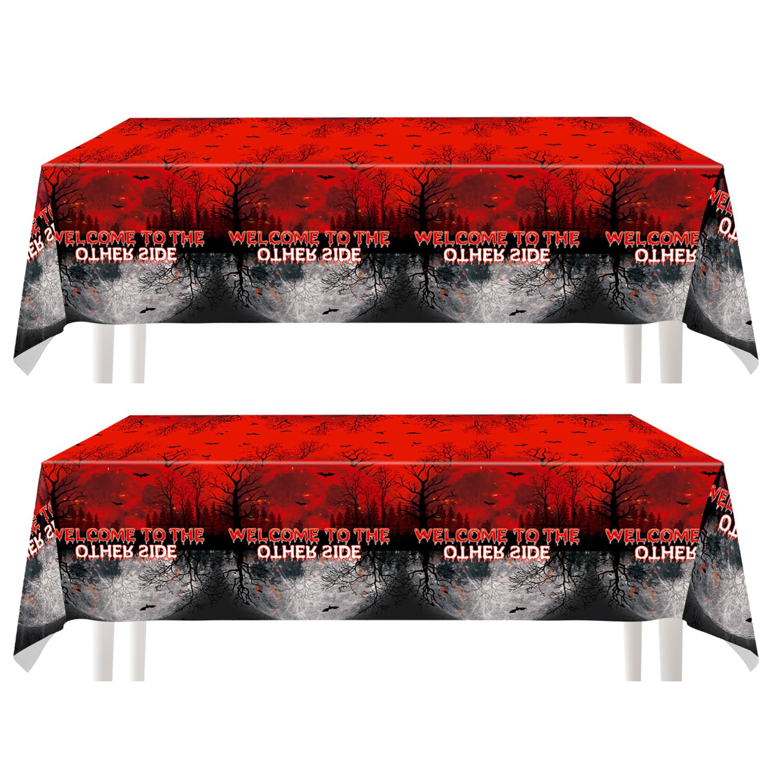 DodelyGz Stranger Things Tableclovers 2 pack red and black tablecloths 108x54 inches